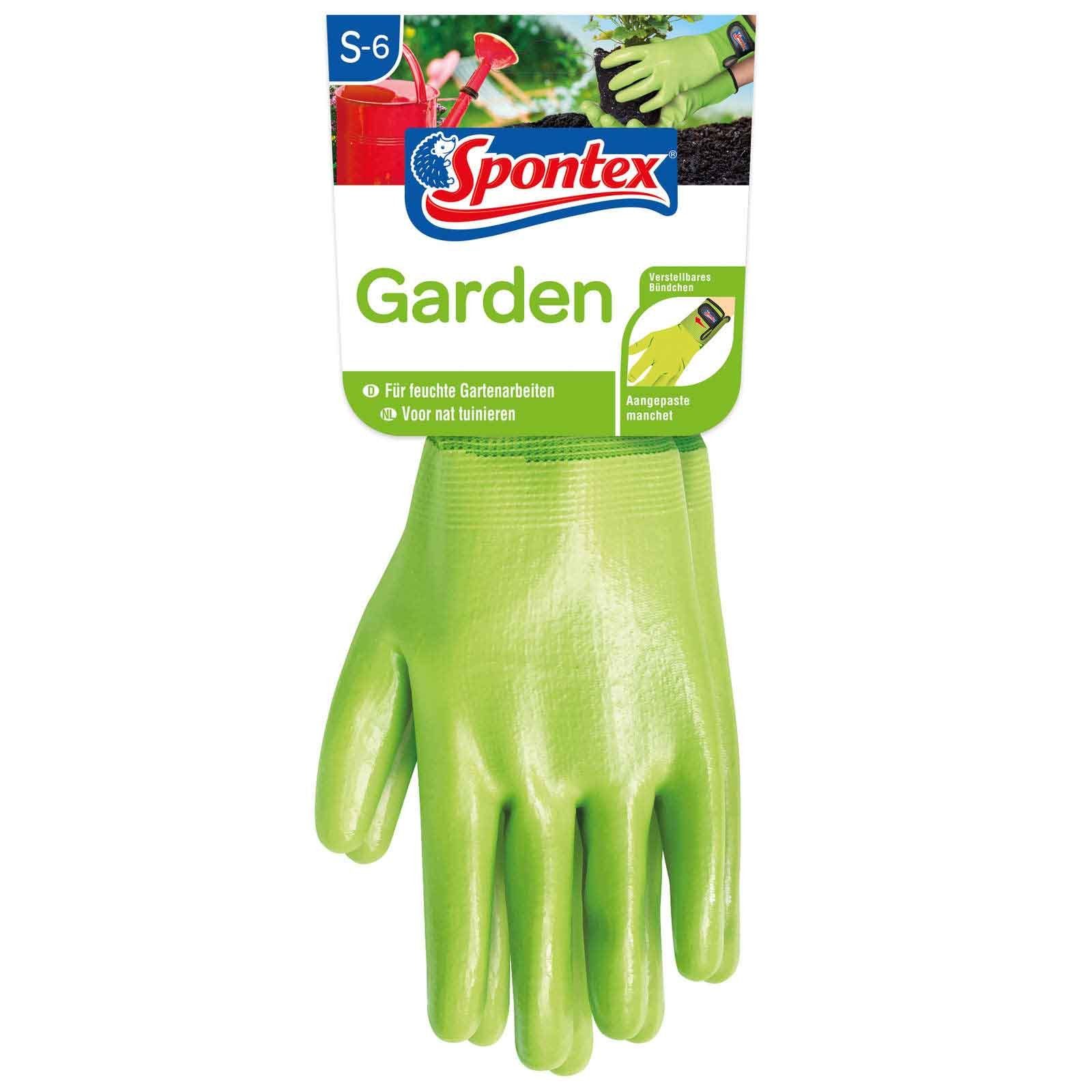 SPONTEX Nitril-Handschuhe Spontex Gartenhandschuhe Damenhandschuh, Gartenarbeit, Klettverschluss (Spar-Set)