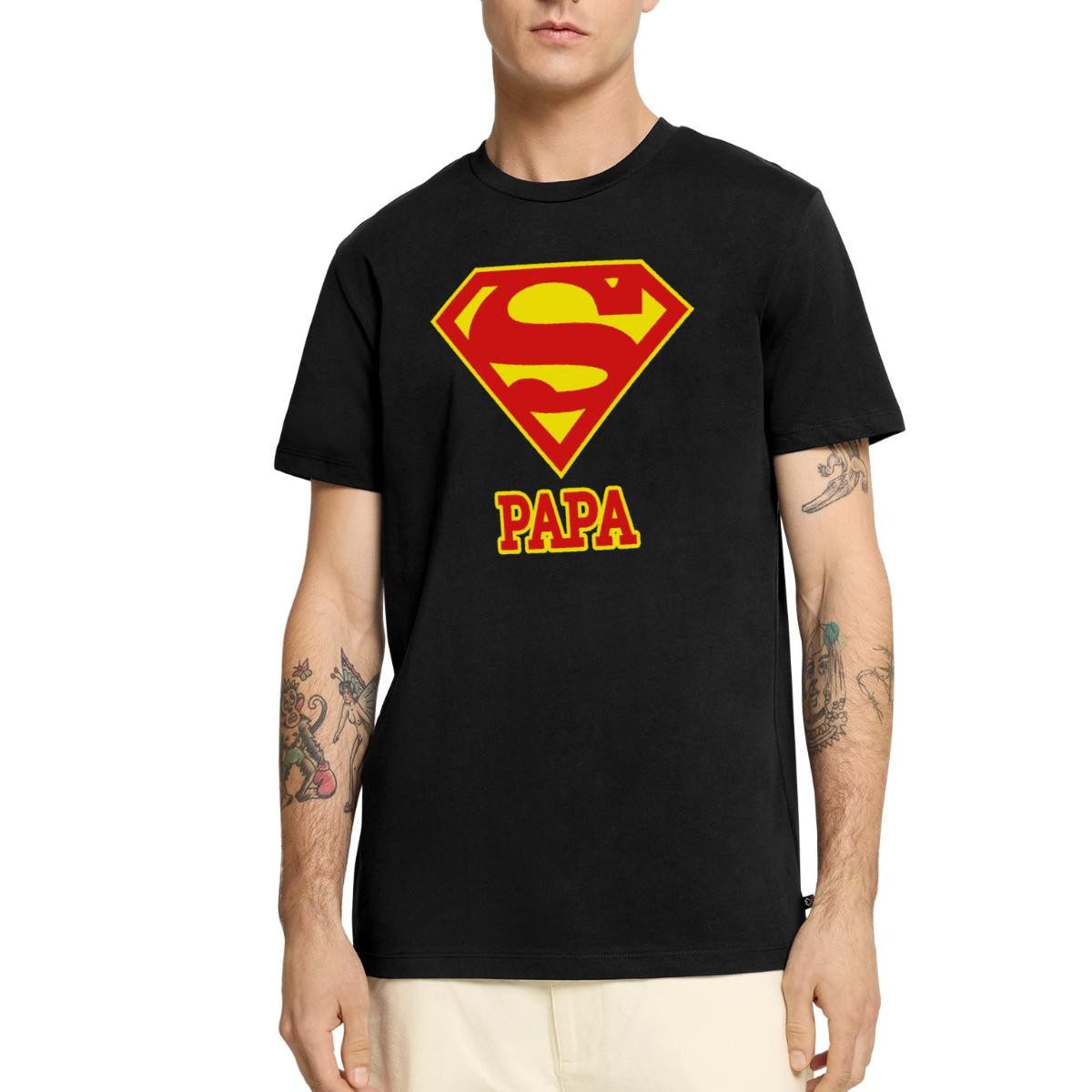 Spreadshirt T-Shirt DC Comics Superman Papa Superpapa Männer Premium T-Shirt (1-tlg)