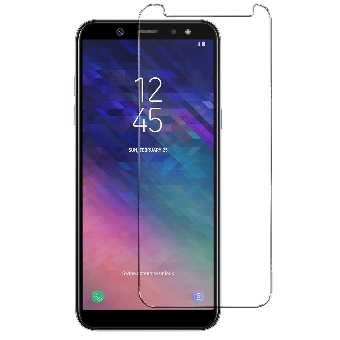 CoolGadget Schutzfolie Panzerfolie für Samsung Galaxy A6, (9H Härtegrad, 2x Schutzglas, 1xReinigungset), Displayfolie Panzer Schutzfolie 2 Stück für Samsung A6 Glas Folie