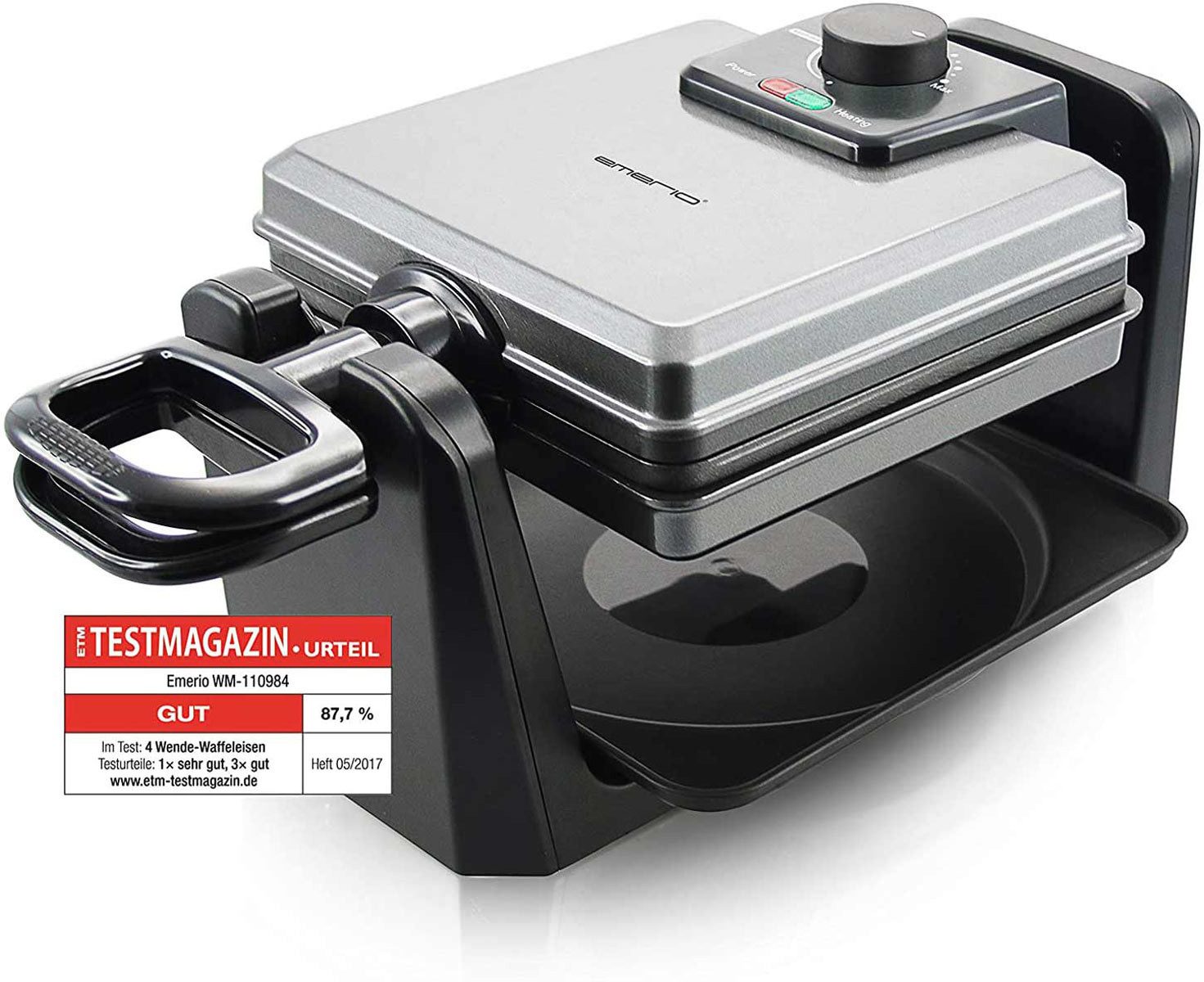 Emerio Waffeleisen WM-110984 drehbar für Belgische Waffeln, 1000 W