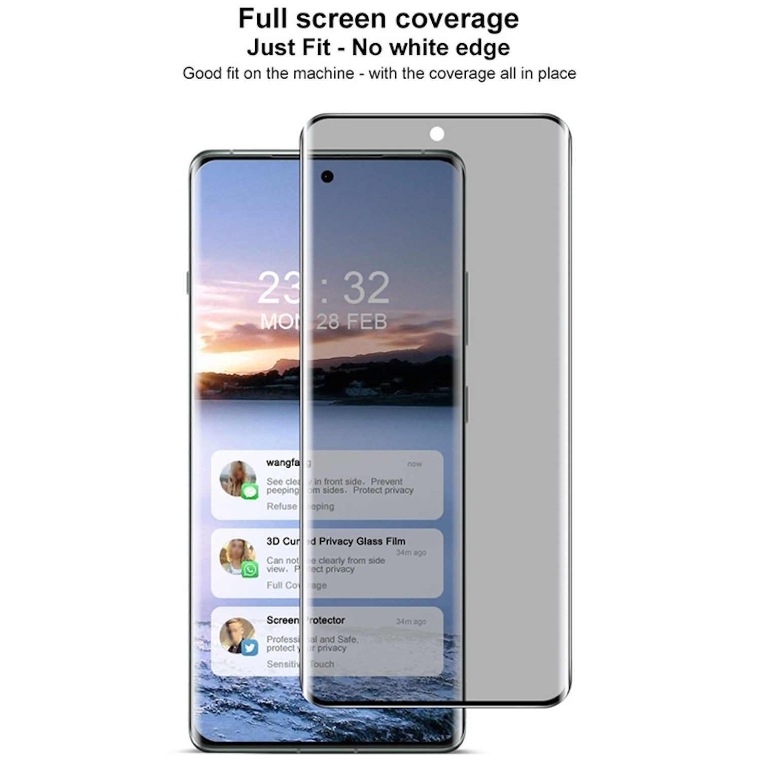 Wigento Handyhülle Für OnePlus 13 2x 4D Privacy Display Full Curved Hart Glas Schutz, Spar Set Privacy 4D Display Schutz Glas