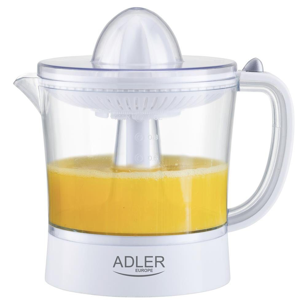 Adler Zitruspresse AD 4009, 60 W, 1L, 2 Presskegel, Saftpresse, Entsafter, Orangenpresse, weiß