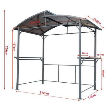 Angel Living Grillpavillon BBQ-Pavillon Garten Überdachung Grillhaus, UV Schutz,245 x 150 x 230cm