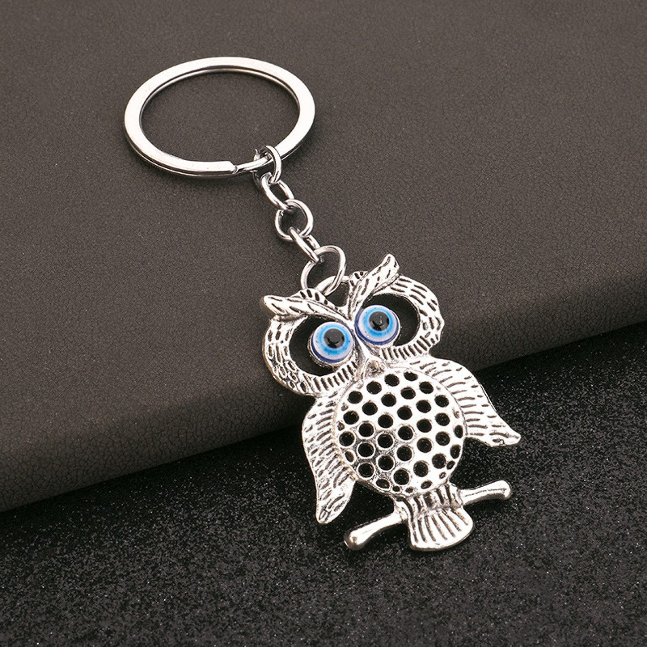 KARMA Schlüsselanhänger Set Eule 2er Set silber 11 cm Deko (Dekoeule, Rucksack Geschenk Männer Frauen), Schlüsselbund Anhänger Tasche