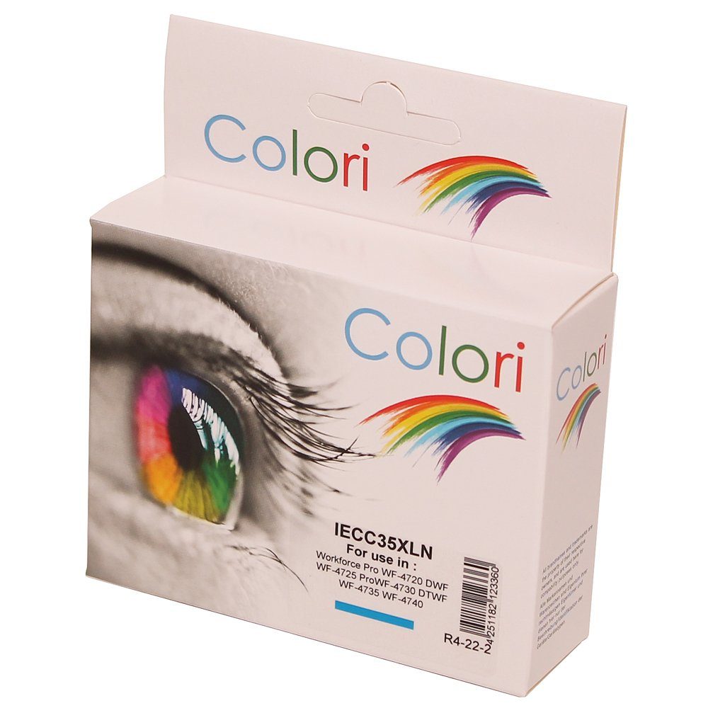 Colori Tintenpatrone (Kompatible Druckerpatrone für Epson 35XL Cyan für WorkForce Pro WF-4720DWF WF-4725 WF-4730DTWF WF-4735 WF-4740 von Colori) | Tintenpatronen