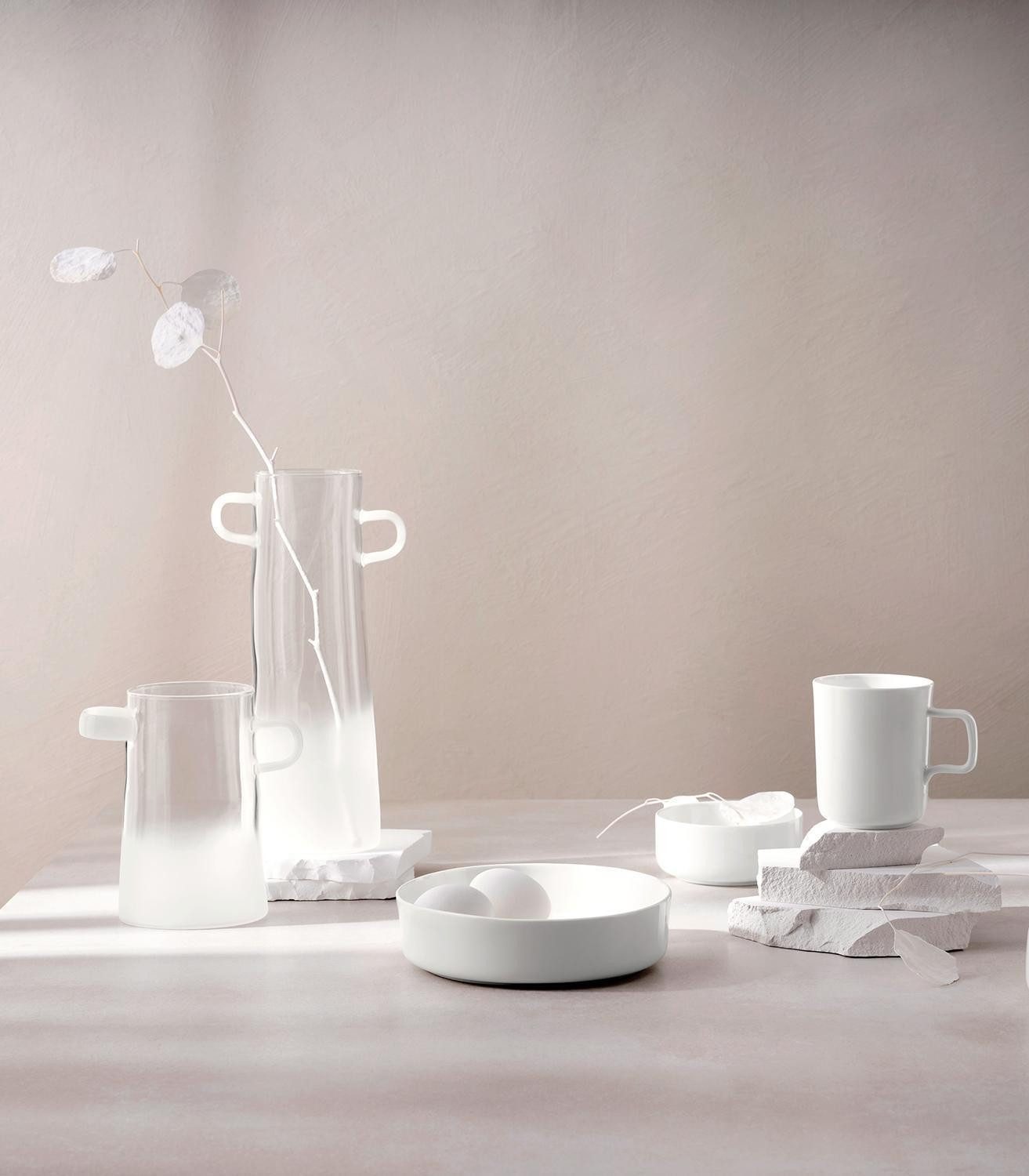 ASA SELECTION Tischvase Vase RAYU, Transparent, Ø 10 x H 28 cm, (1 St), Borosilikatglas, gefrostetes Design
