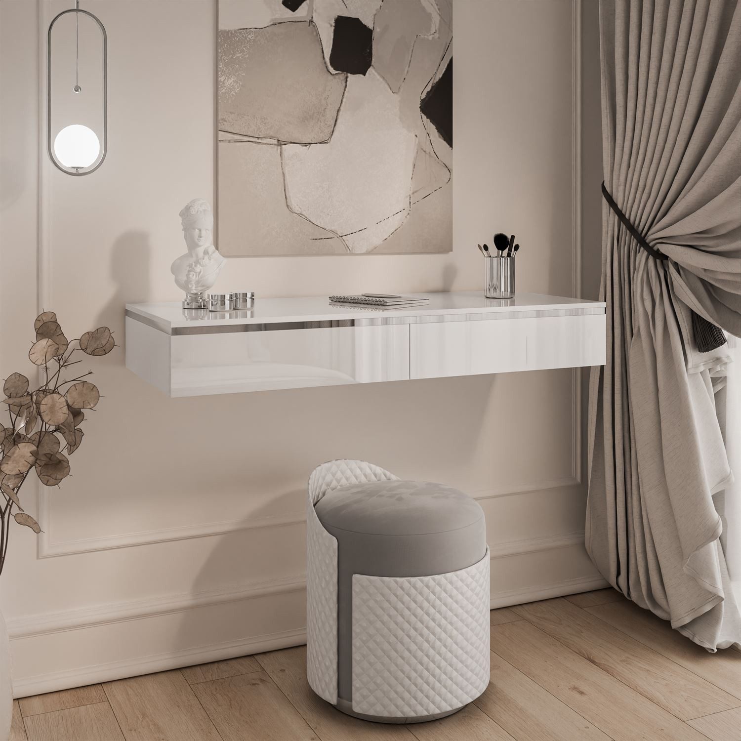 Lookway Schminktisch AURORA SILVER Hängender Kosmetiktisch mit Spiegel (1x günstig online kaufen