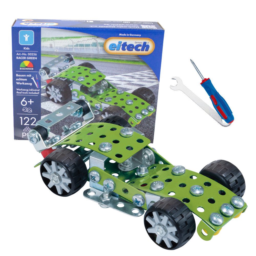 Eitech eitech Racer Green 00256 Metallbaukasten, (Modellbau Rennwagen, 122 St., Spielzeugauto Bausatz), Made in Germany