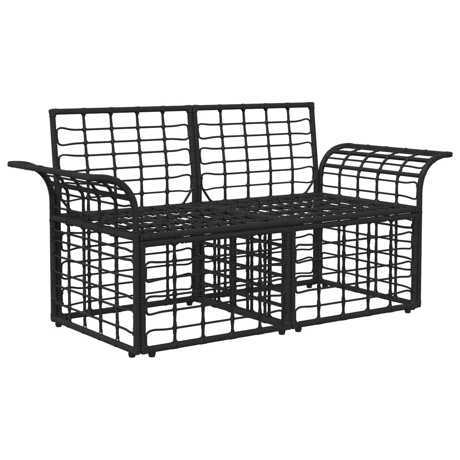 vidaXL Loungesofa Outdoor-Lounge 2 Stk. 2-Sitzanzahl Schwarz und Dunkelgrau, 2 Teile