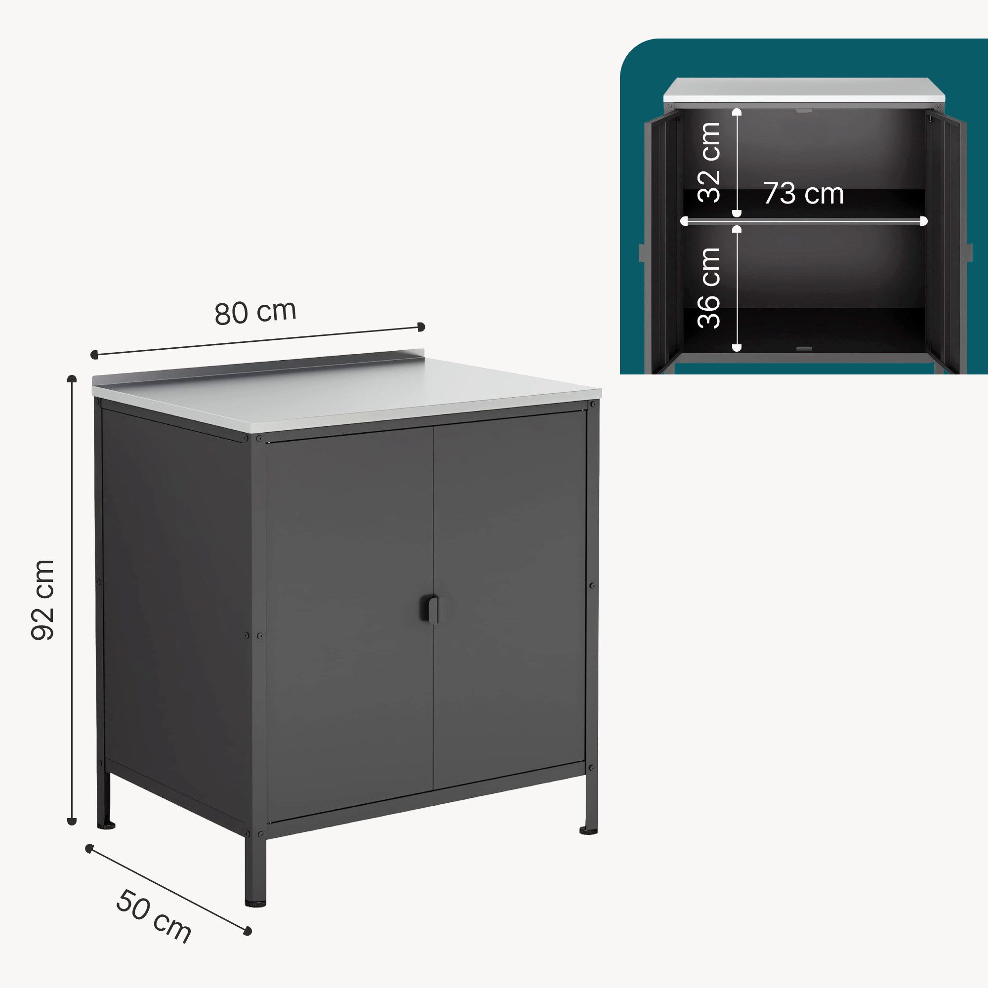 casa.pro Mehrzweckschrank »Bolognano« Schrank 92x80x50 cm mit 2 Türen Schwarz, matt