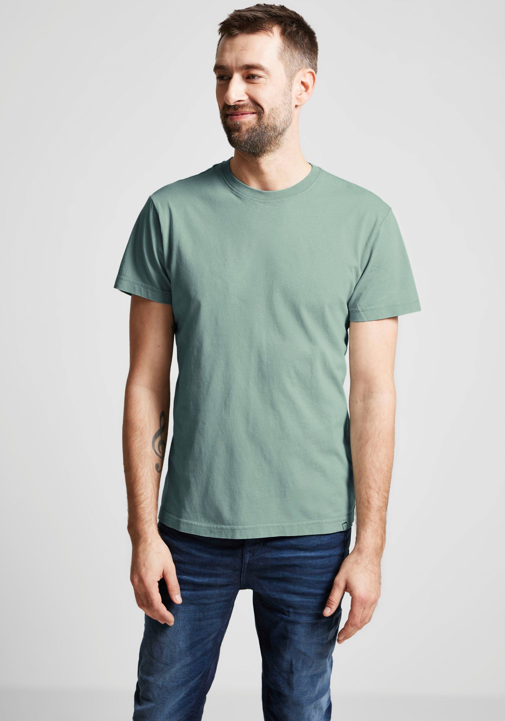 STREET T-Shirt Länge MEN ONE dust hüftbedeckender mit green