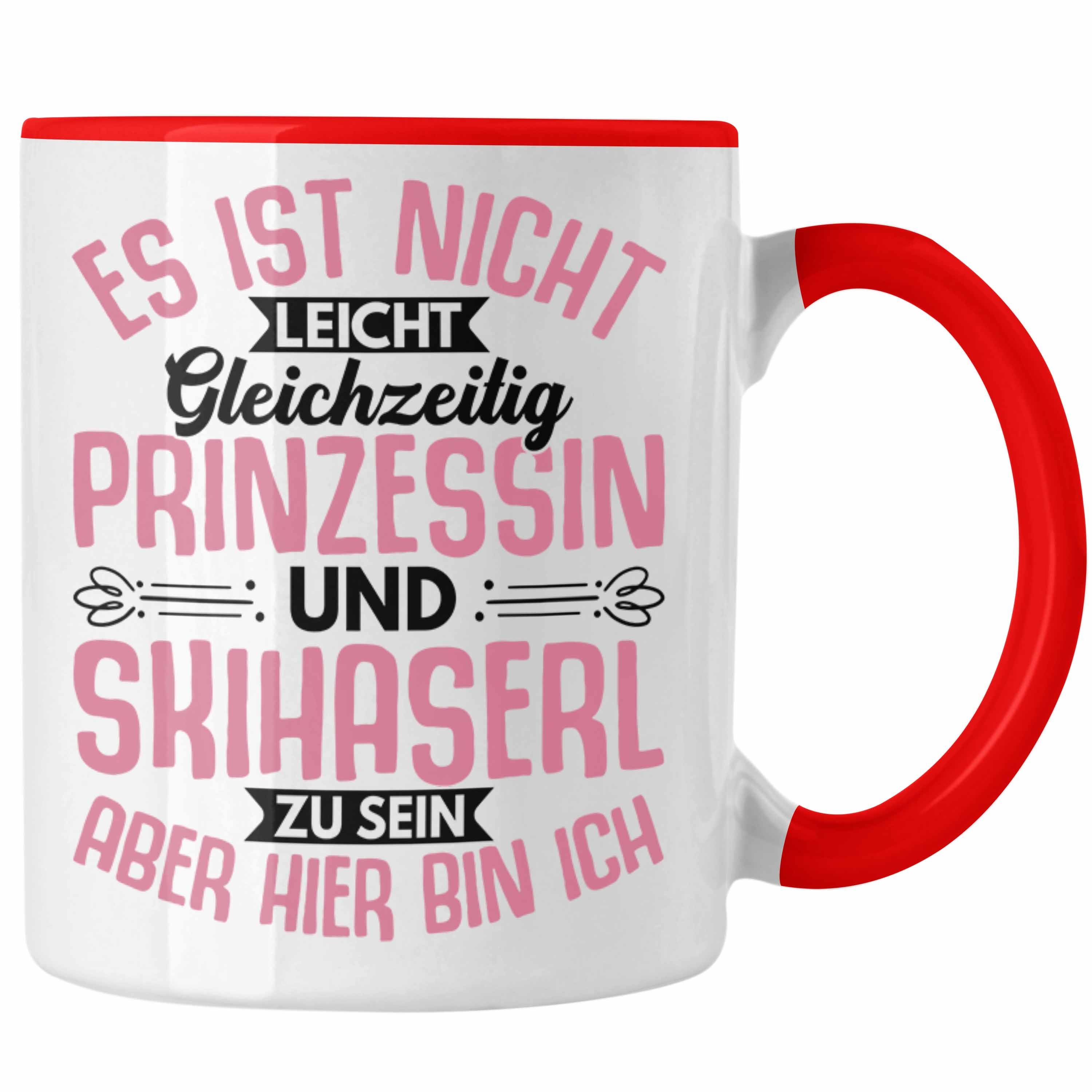 Trendation Skihase Damen Geschenkidee Rot Geschenkidee Spruch Frauen Apreski Trendation Tasse - Tasse Geschenk Ski Skihaserl