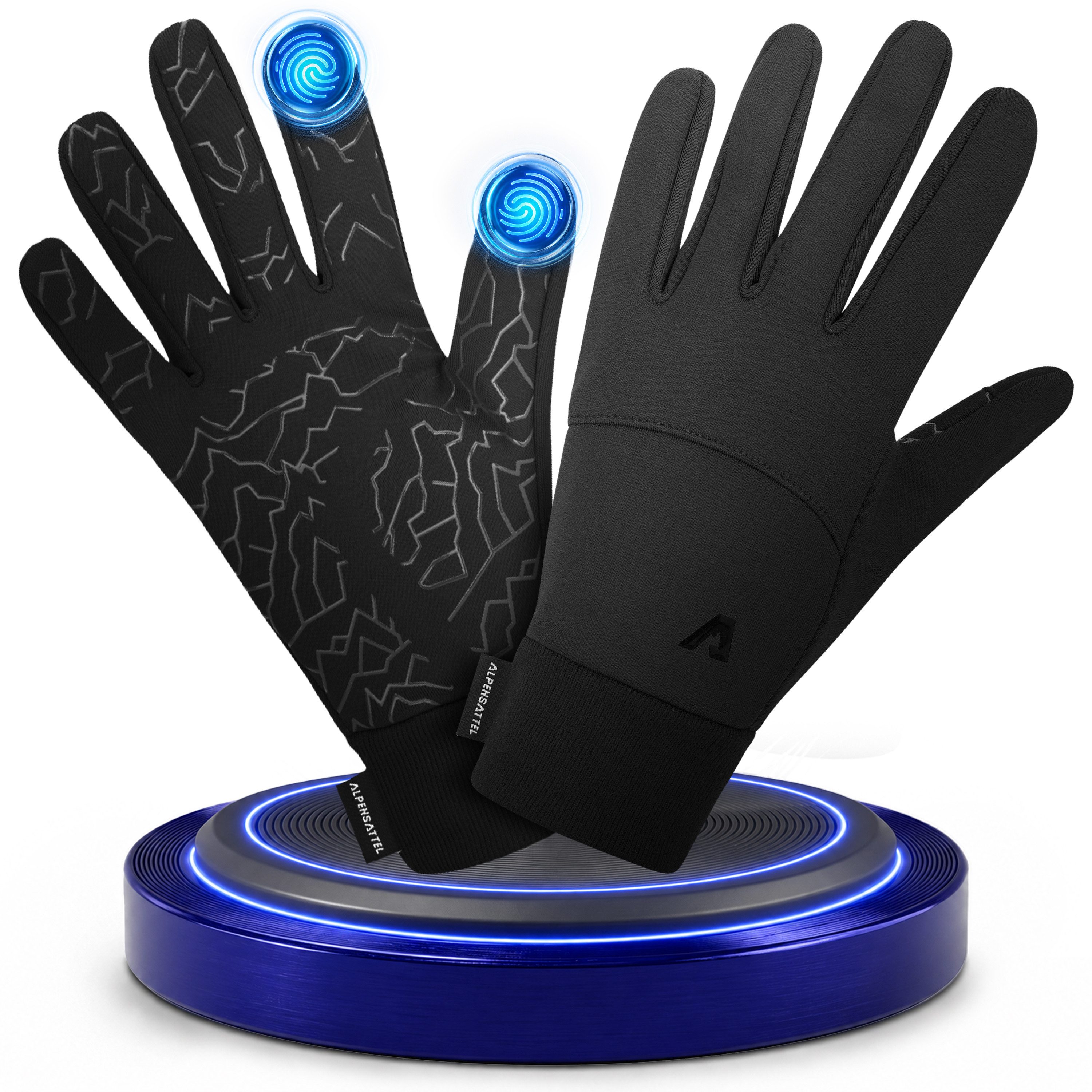 Alpensattel Fahrradhandschuhe Premium Thermo Fahrrad Handschuhe 2.0 (Handschuhset, 1-St., Thermo-Radhandschuhe mit Touchfunktion & Silikongrip) Touchscreenfähig · Winddicht · Silikon-Grip · Warm gefüttert