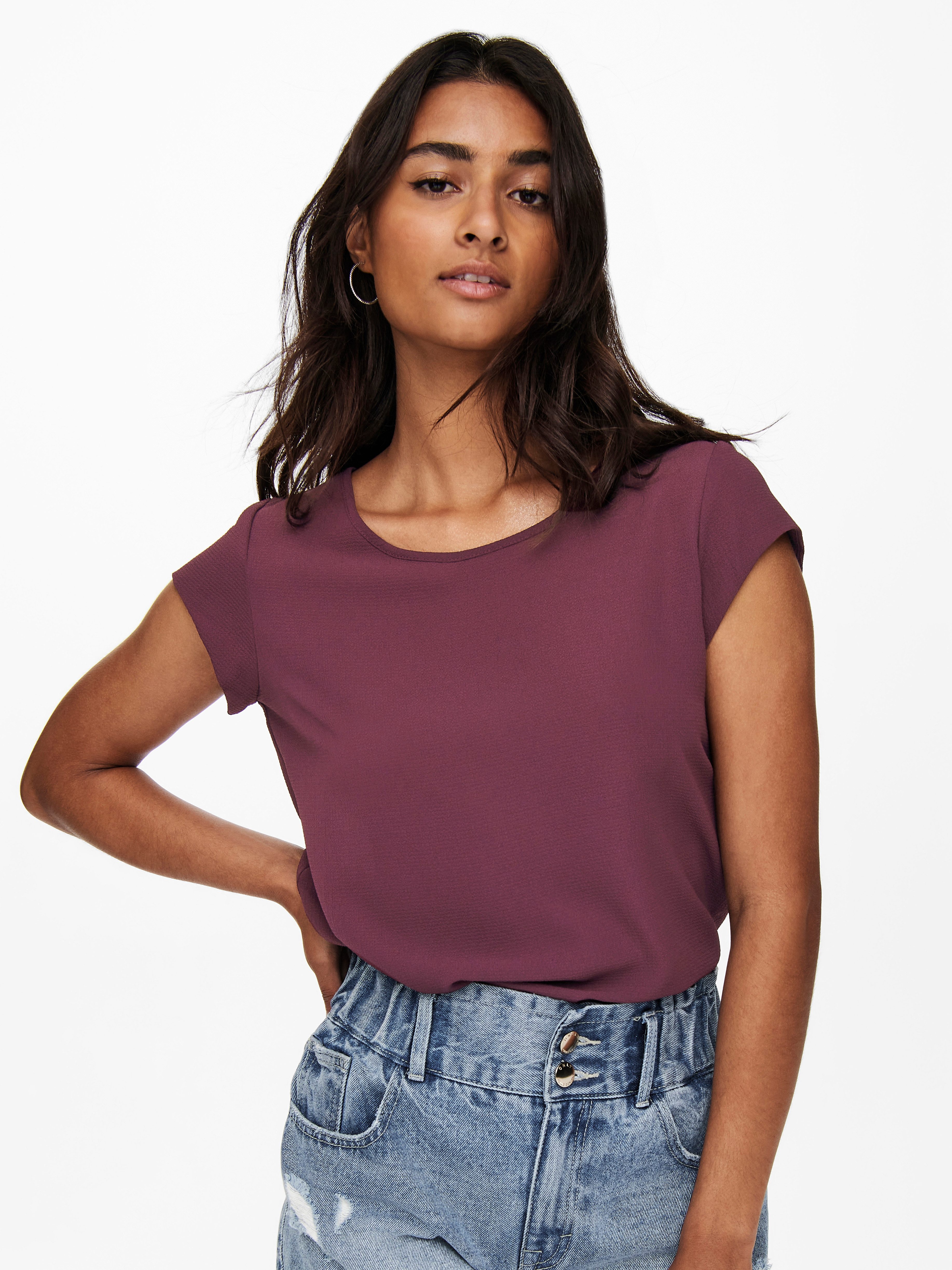 ONLY Kurzarmbluse ONLVIC – feminines Blusenshirt in lockerer Form Materialmix, regular fit