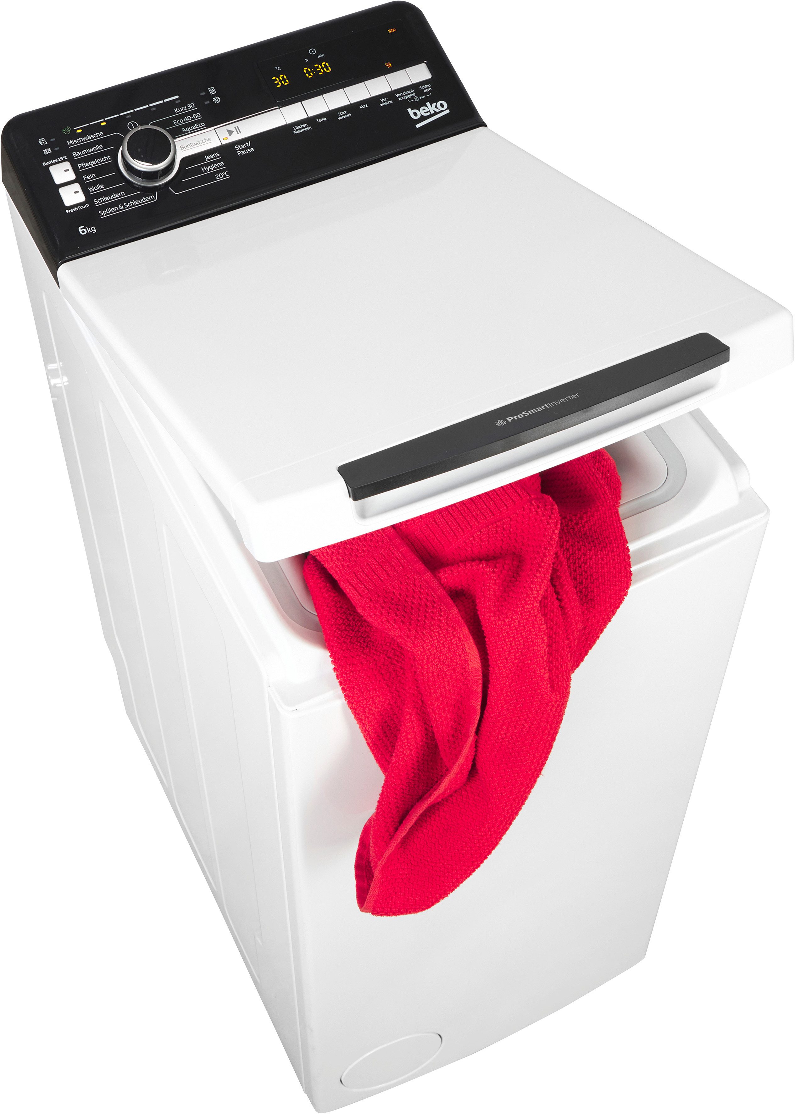 BEKO Waschmaschine Toplader BTL1WFP10622DE, 6 kg, 1200 U/min, Express-Funktion