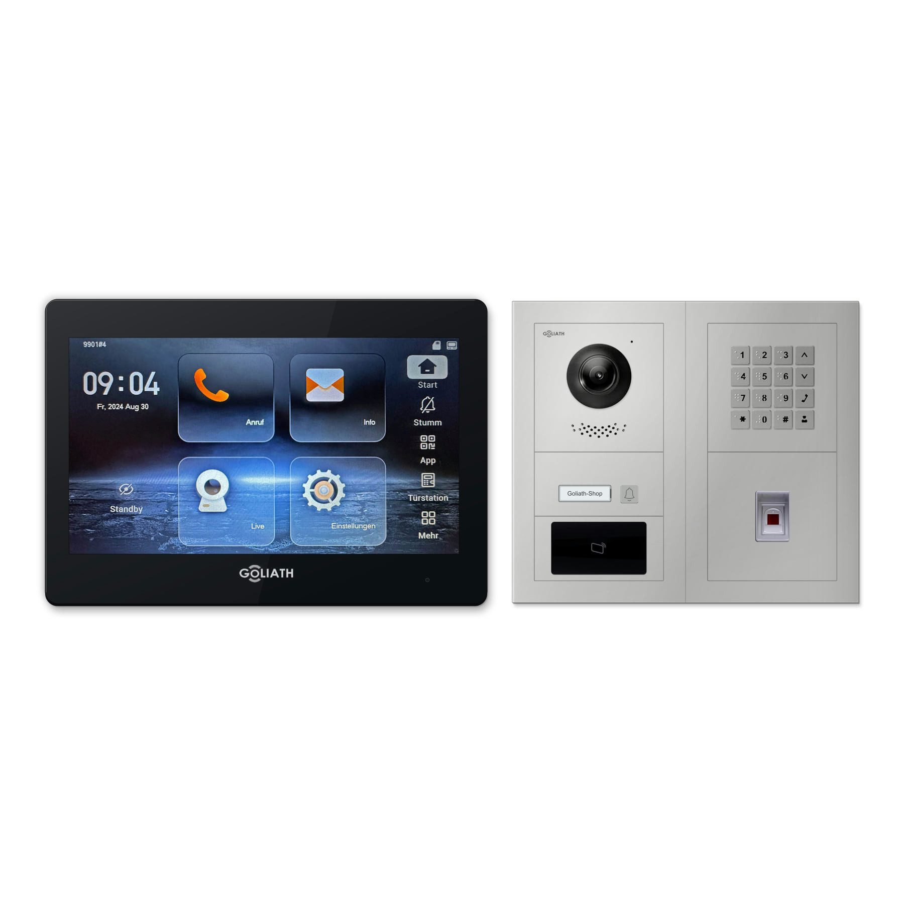 Goliath Intercom Video-Türsprechanlage Premium IP Set für 1 Familie – Fingerprint/Zahlencode/RFID (Set)