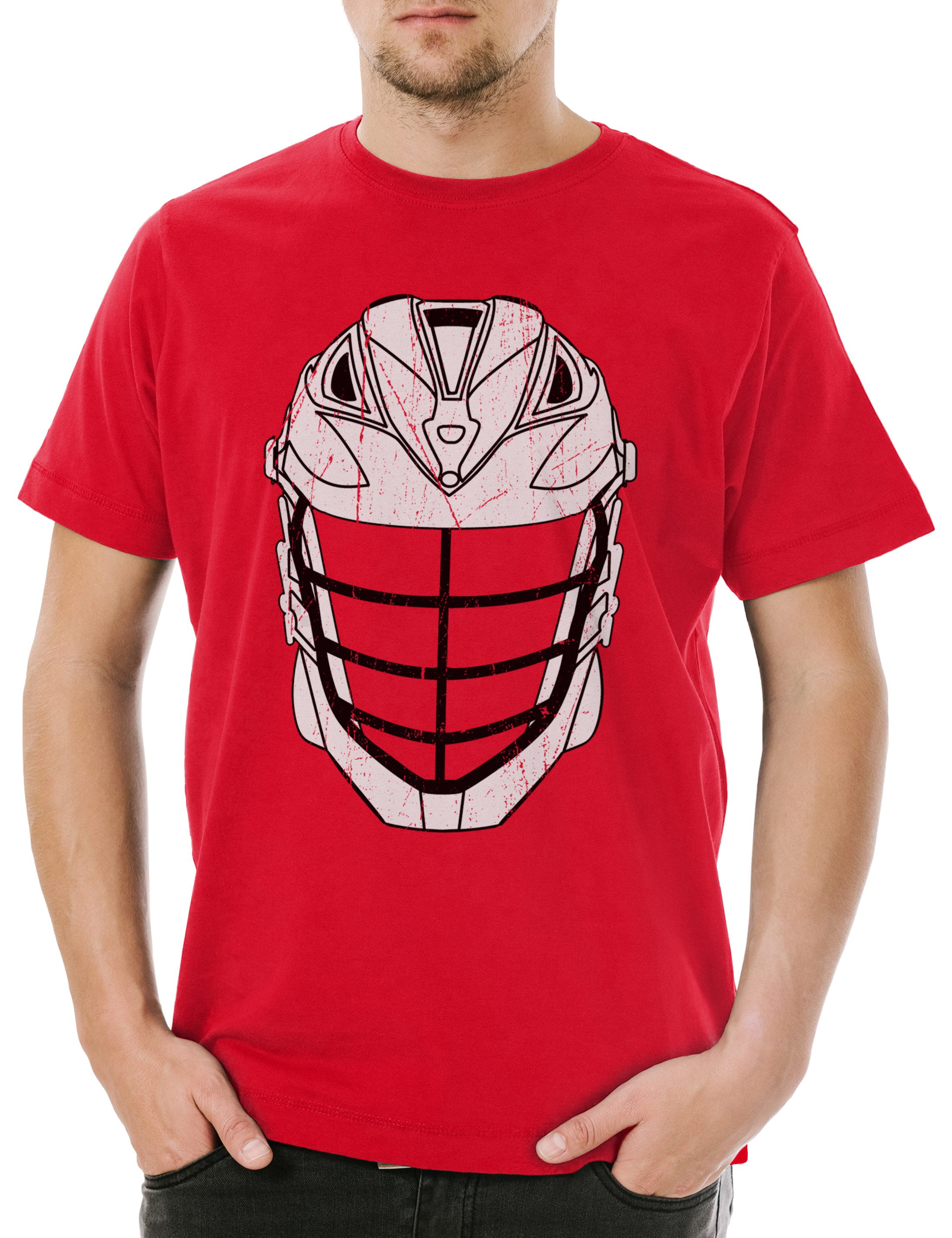 Print-Shirt Lacrosse Helmet Herren T-Shirt La Crosse Fußball Ball Soccer Player