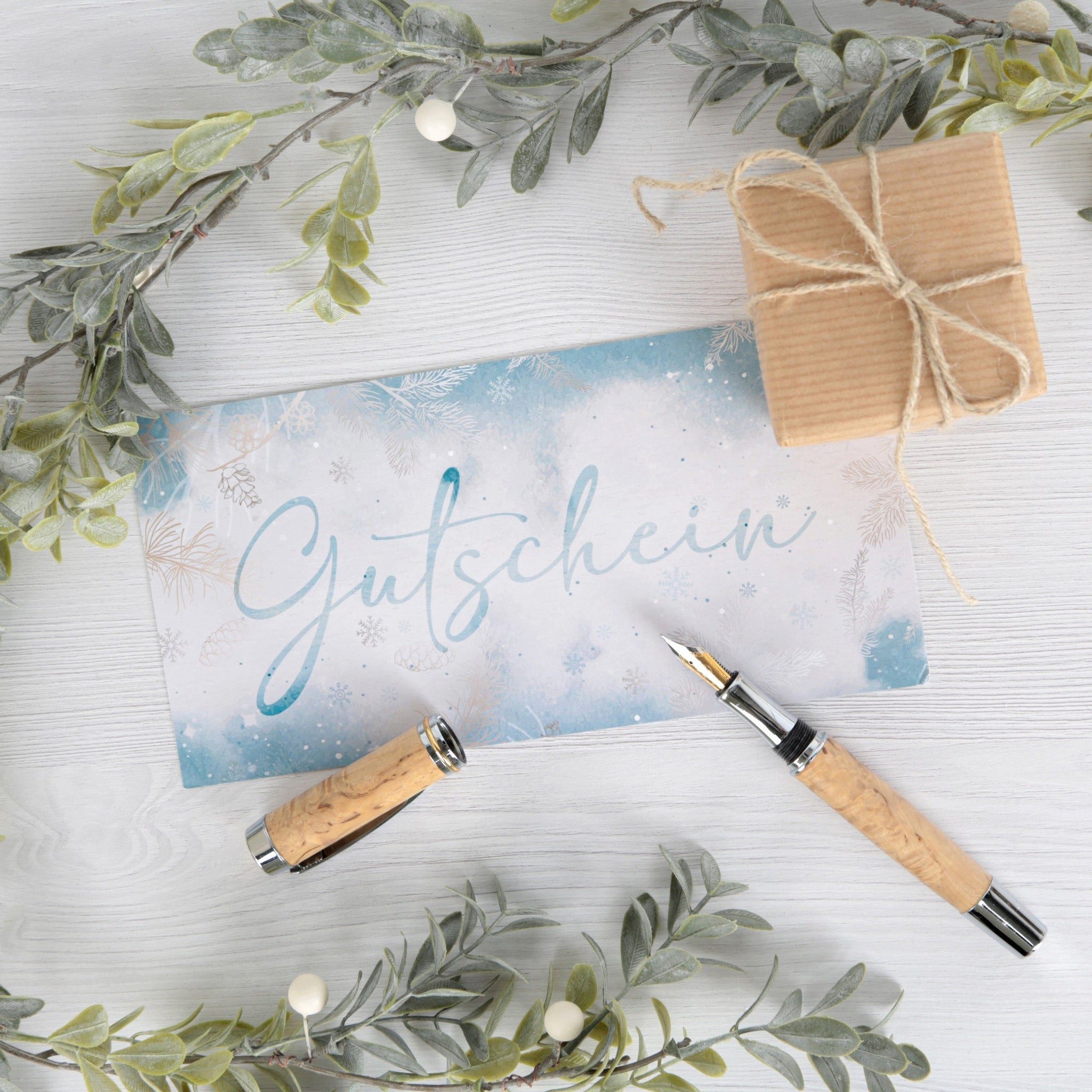 Logbuch-Verlag Dekofigur 10 x Gutschein blanko zum Ausfüllen Weihnachtsgutschein blau