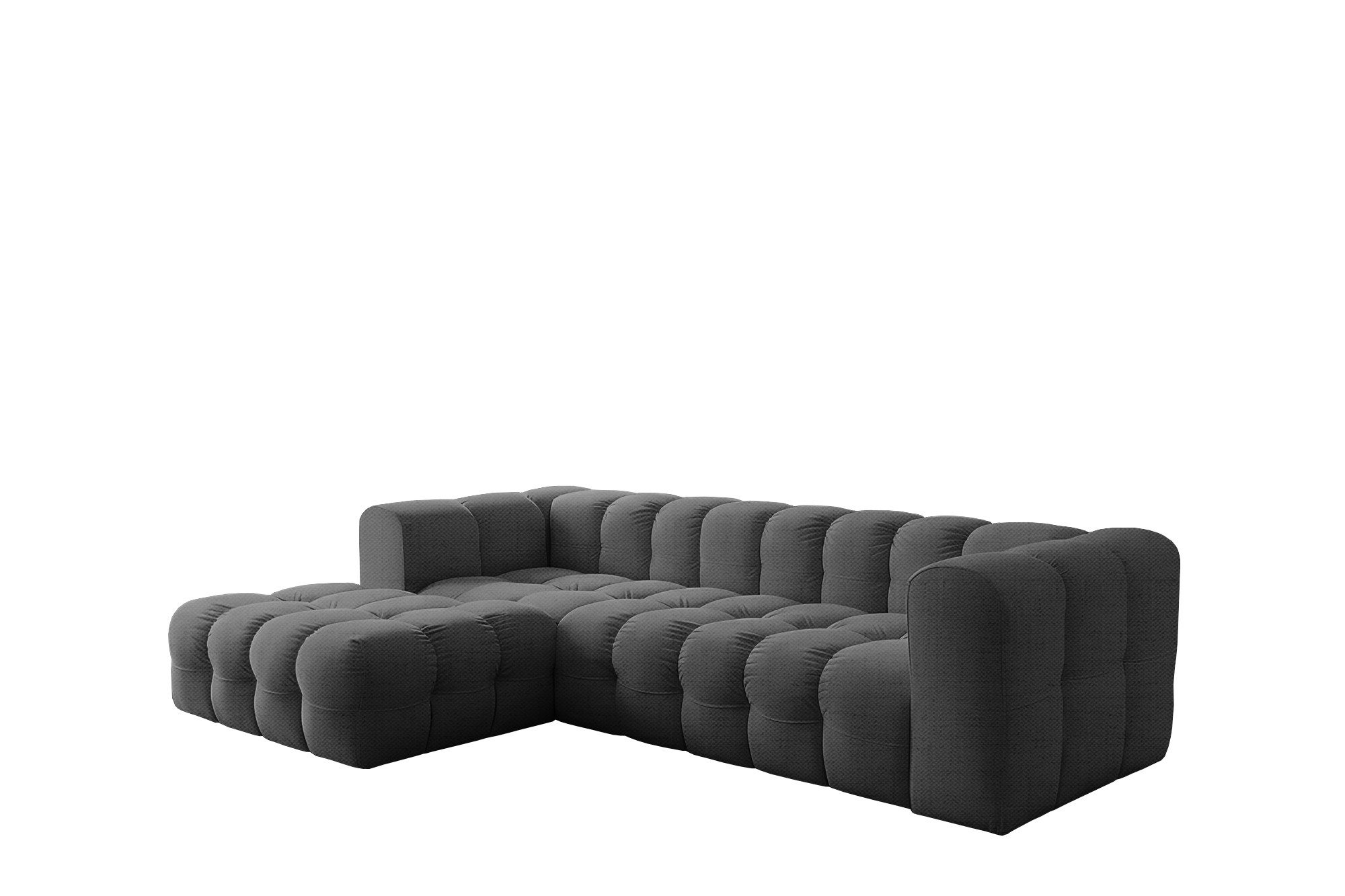 yourhouse24 Ecksofa BLOOM L, 290x193 cm XXL Lounge-Sofa in Bubble-Optik Chenille oder Samt, Made in Europe