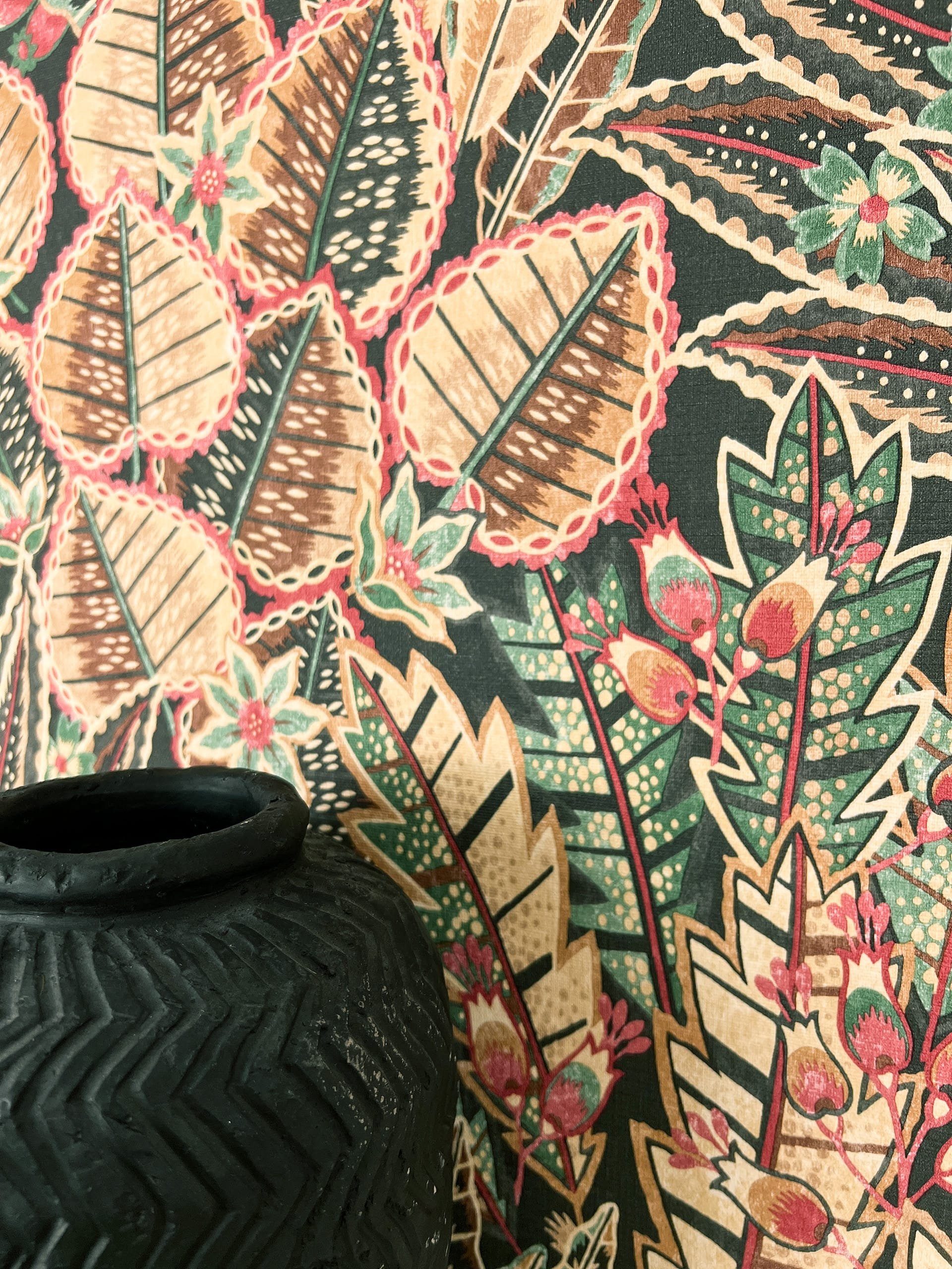 Newroom Vliestapete, Bunt Tapete Modern Dschungel - Mustertapete Blumentape günstig online kaufen