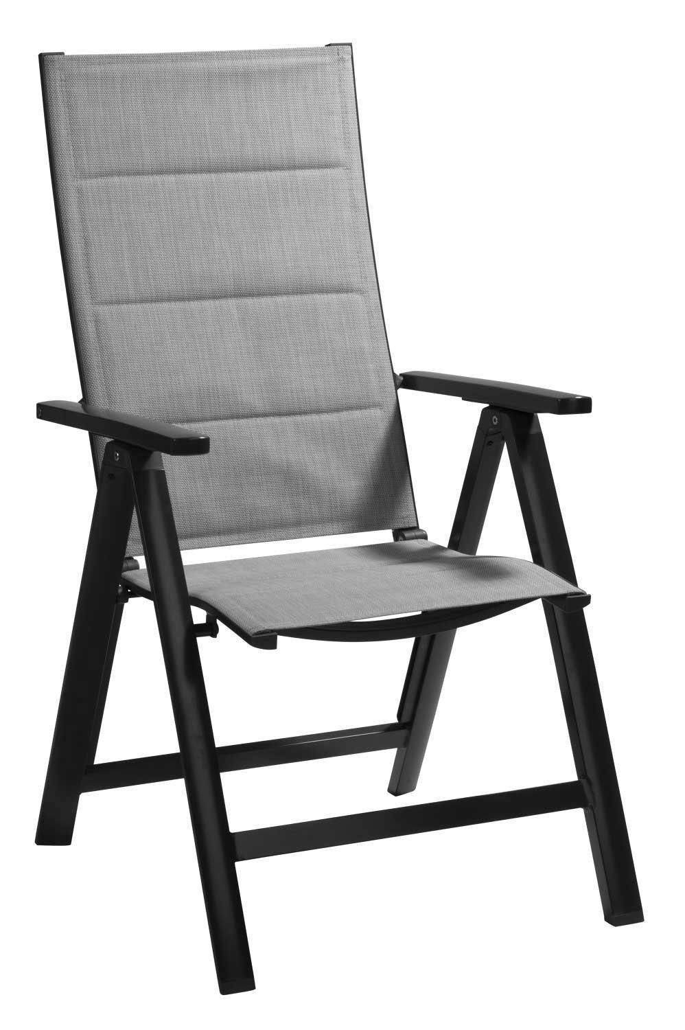 Sitz- Grau, Anthrazit, Outdoor klappbar, verstellbar, Gartenstuhl und LIVORNO, Textilen, grau in Rückenlehne aus Textilen Aluminium,