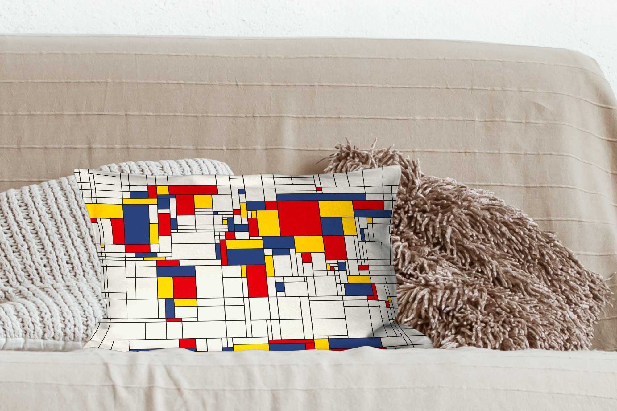 Mädchen Dekokissen Farben mit Kinder Wohzimmer Weltkarte - - - MuchoWow - Füllung, - Kinder, Zierkissen, Junge Mondrian Schlafzimmer Dekokissen Dekoration, -