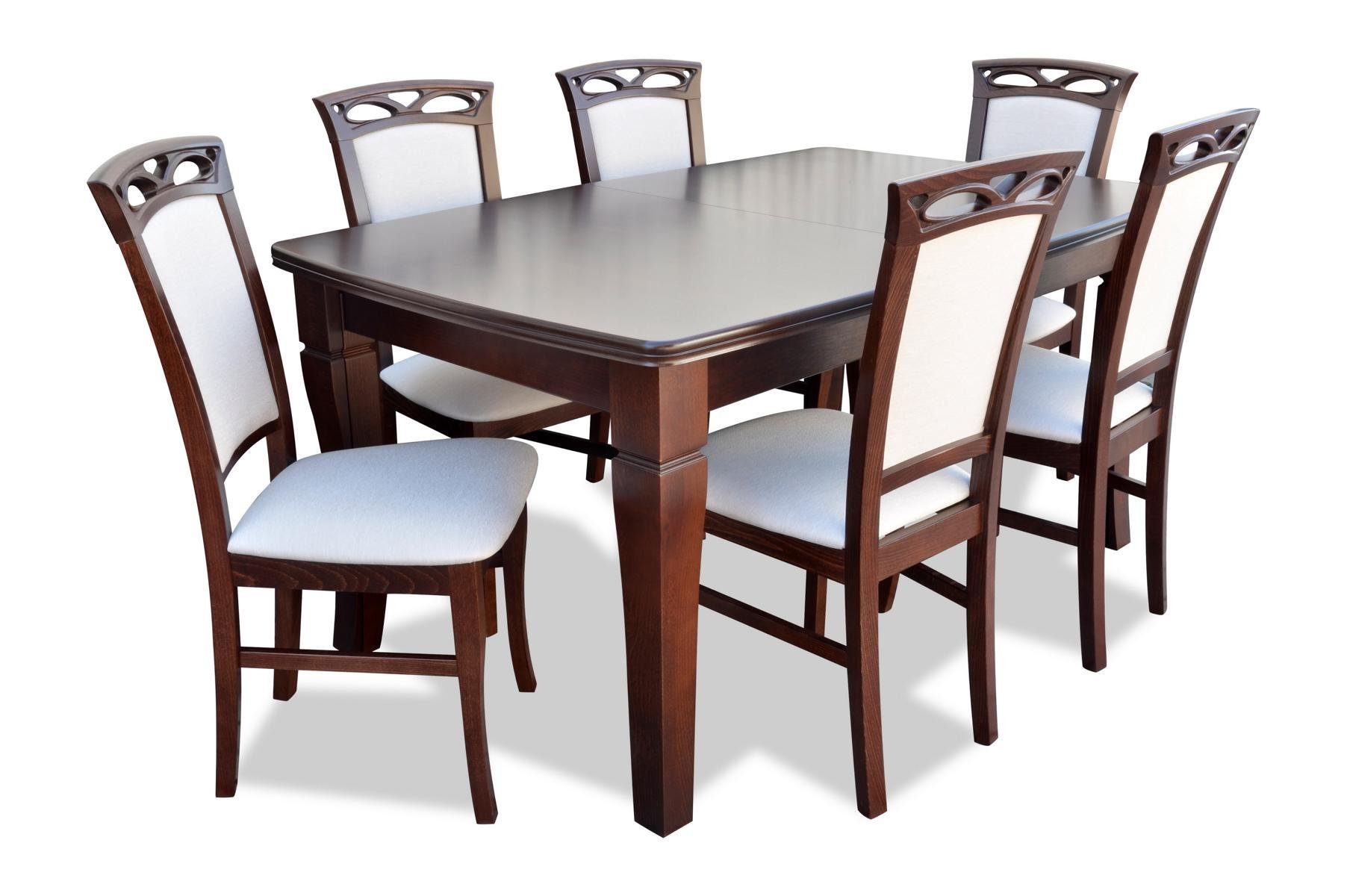6 Tisch Design Essgruppe Stuhl Esszimmer Essgruppe, Tische 7tlg Set Neu JVmoebel Gruppe Stühle Holz