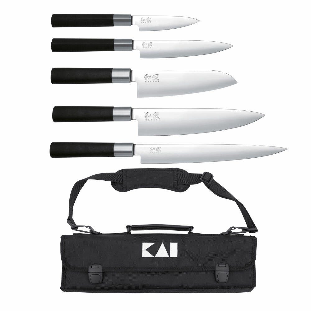 KAI Messer-Set Wasabi Black DM-0781EU67 (5-tlg), mit Messertasche