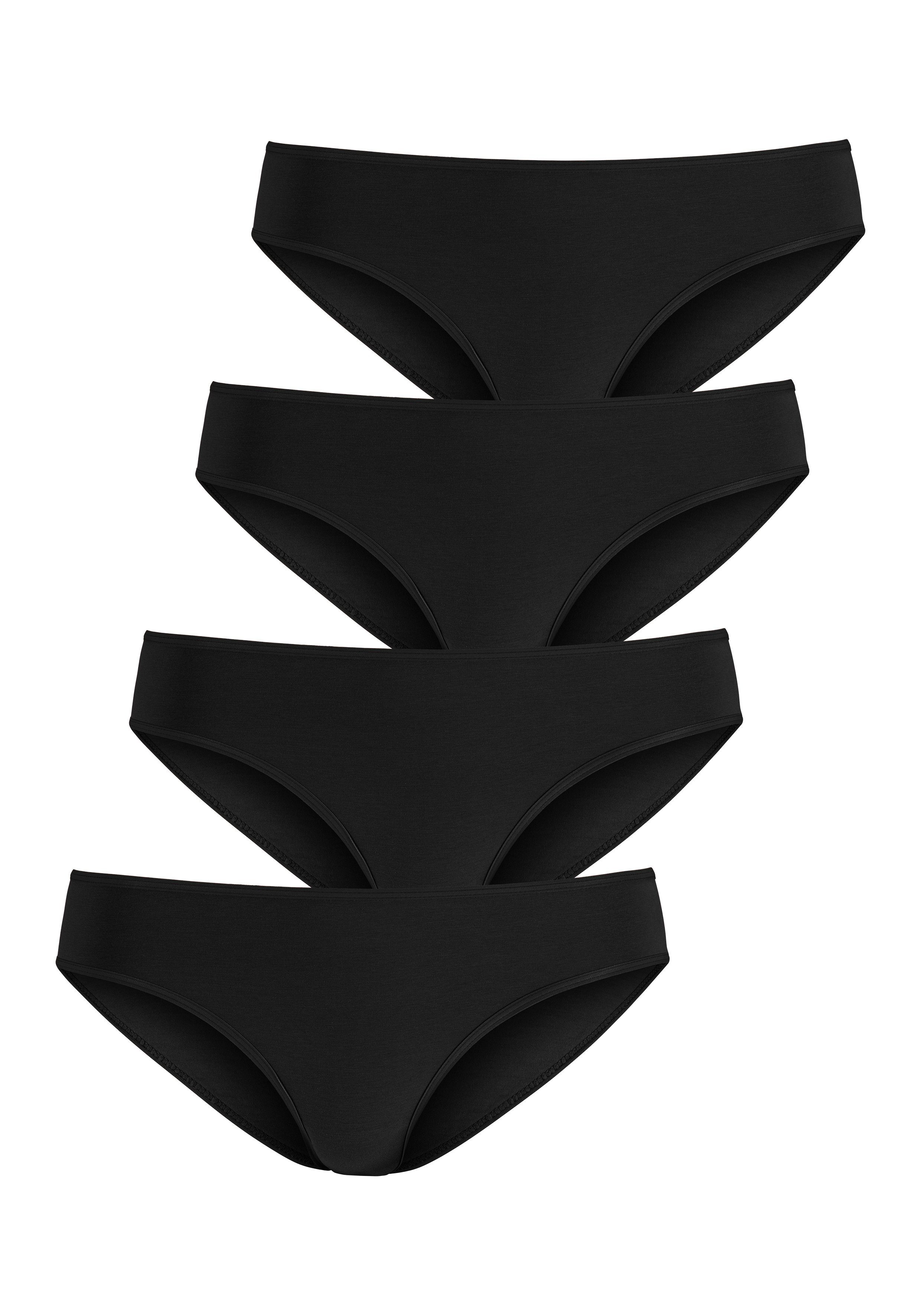 LASCANA Jazz-Pants Slips (Packung, 4-St) aus elastischer Baumwolle schwarz