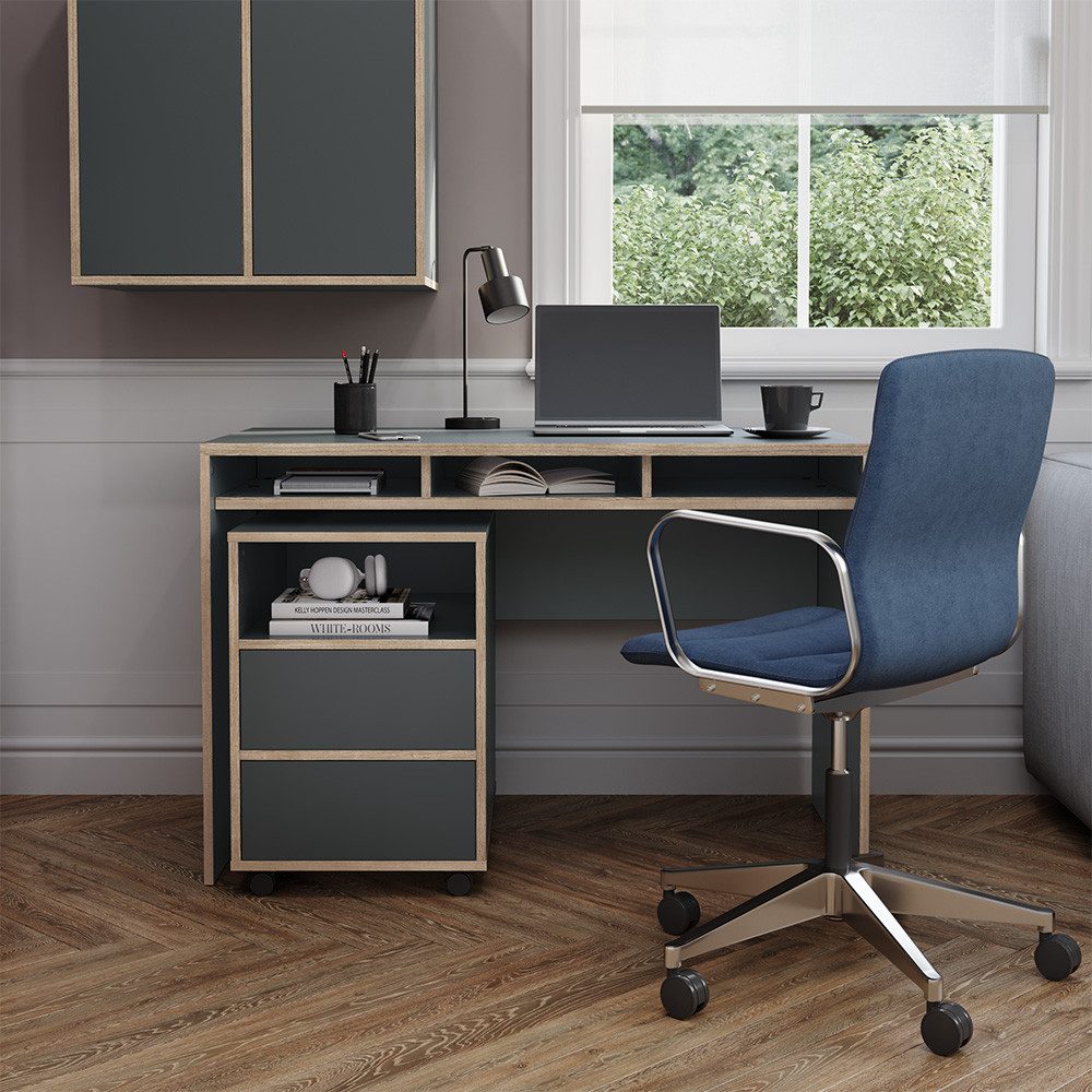 Vicco Schreibtisch Tetrix, Anthrazit/Nordik, 112 x 55 cm mit 3 Fächern (1-St)