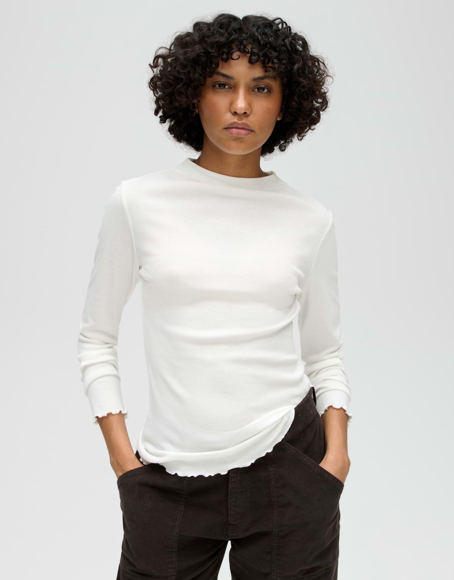 OPUS Langarmshirt SONINCHEN aus weichem Jersey figurbetont geschnitten, feine Rippstruktur, elastischer Stoff