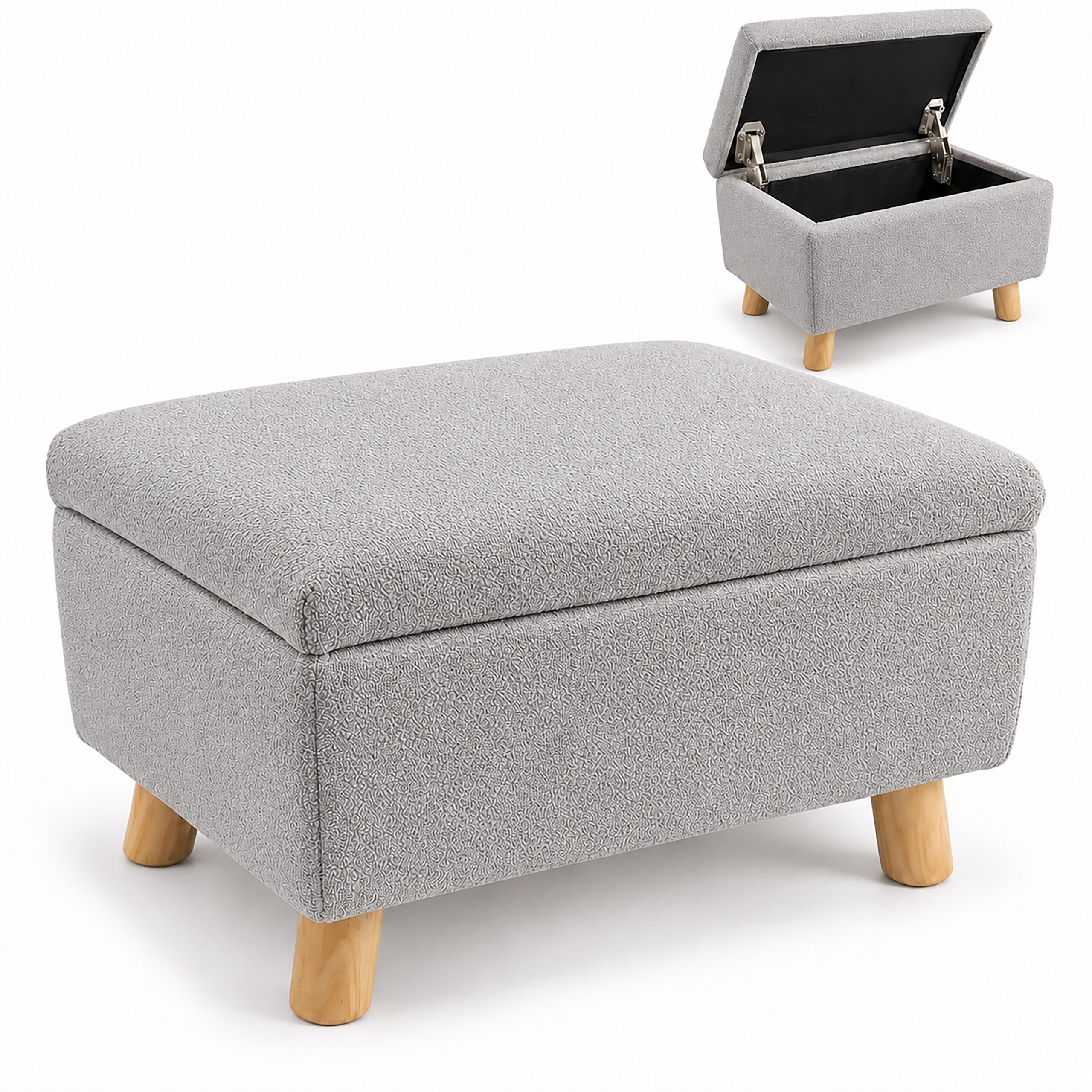 relaxdays Stauraumhocker Fußhocker mit Stauraum (1 St), Hellgrau