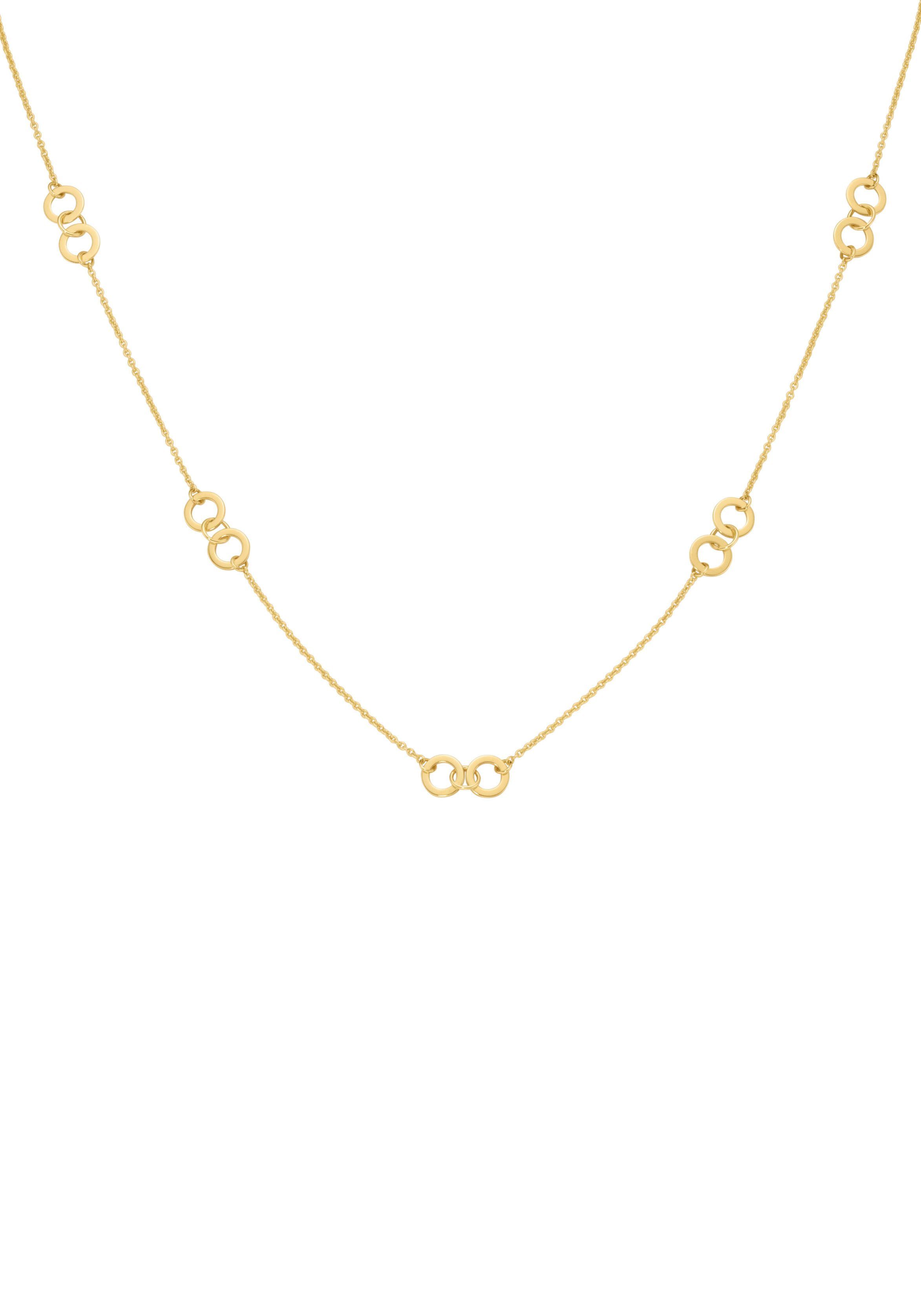 Firetti Collier Schmuck Geschenk Gold 375 Halsschmuck Halskette Goldkette  Ankerkette, zu Kleid, Shirt, Jeans, Sneaker! Anlass Geburtstag Weihnachten,  Mit kreisförmigen Elementen als Zwischenteile