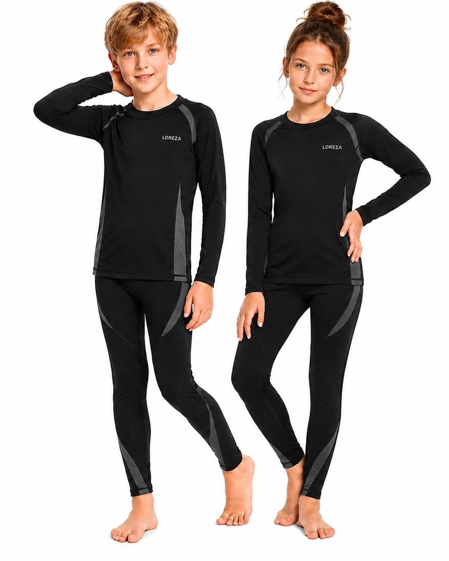 LOREZA Thermoleggings Kinder Thermounterwäsche Set für Jungen & Mädchen – Langarmshirt & (2-tlg) Wohlgefühl