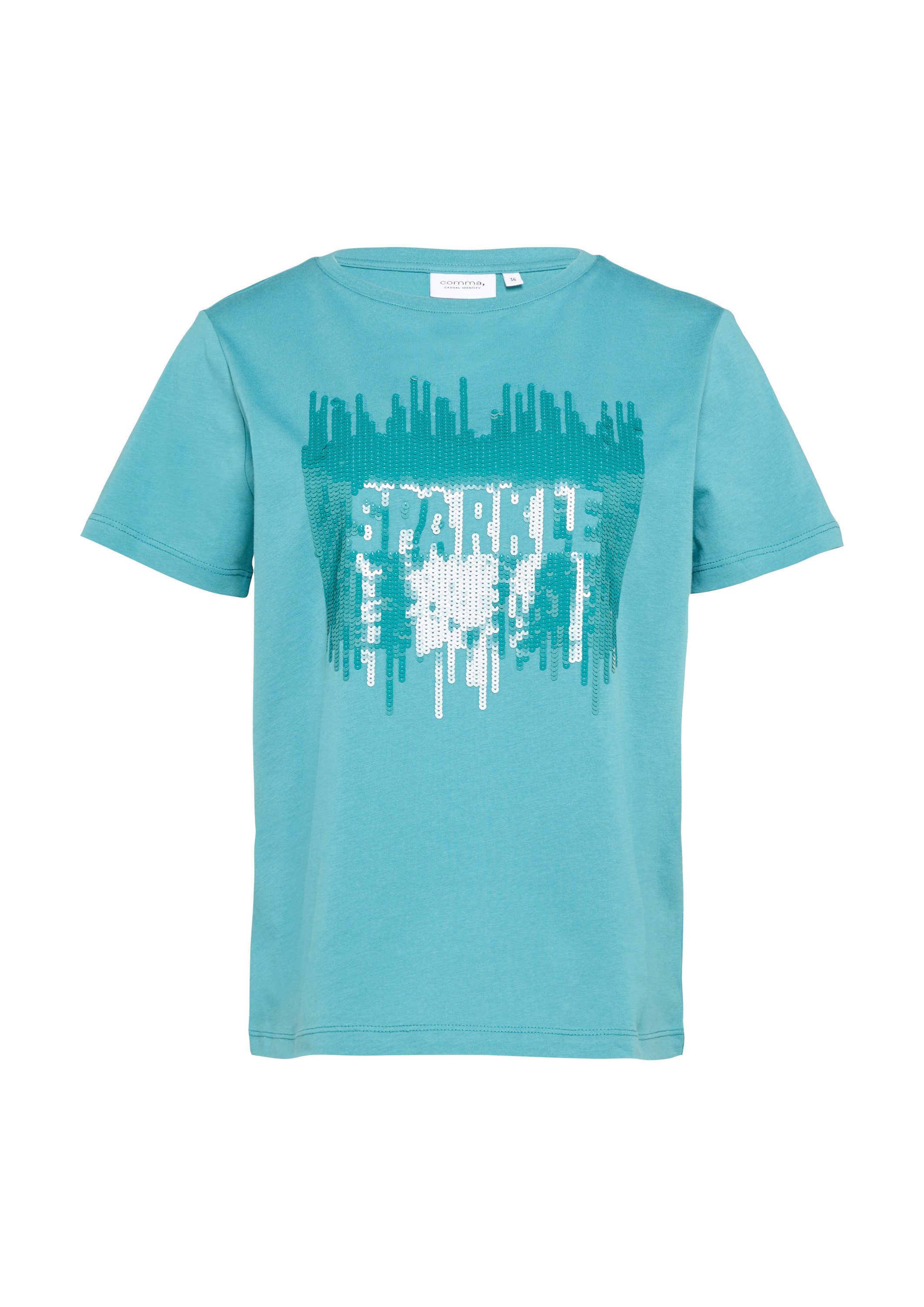 comma Kurzarmshirt T-Shirt T-Shirt mit Pailletten-Artwork günstig online kaufen