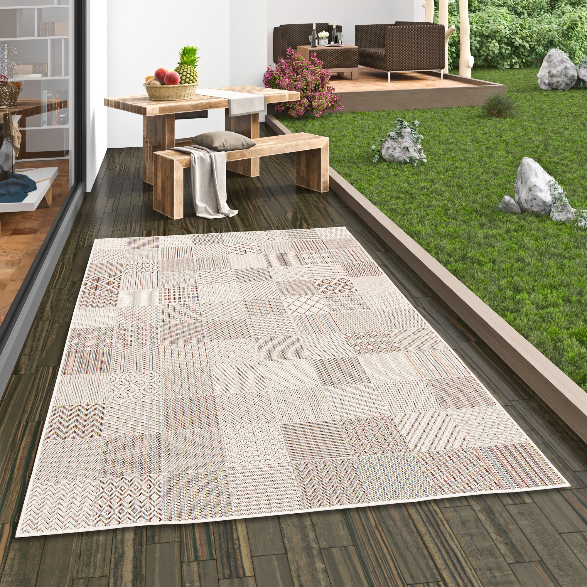 Outdoorteppich In & Outdoor Teppich Flachgewebe Campus Trend, Pergamon, Rechteckig, Höhe: 4 mm