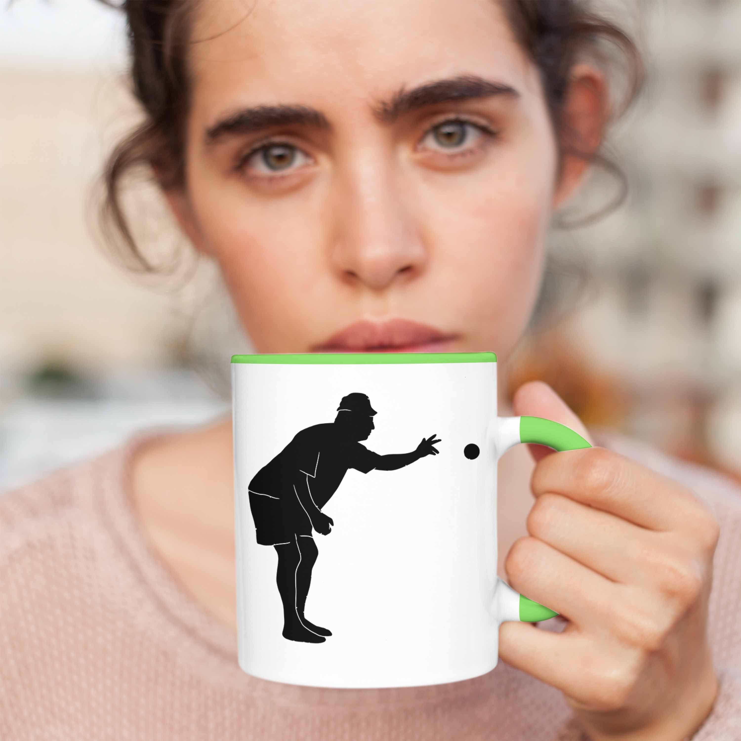 Spruch Boule-Spieler Tasse Trendation Tasse Grafik Geschenk Werfende Boule Grün Geschenkidee