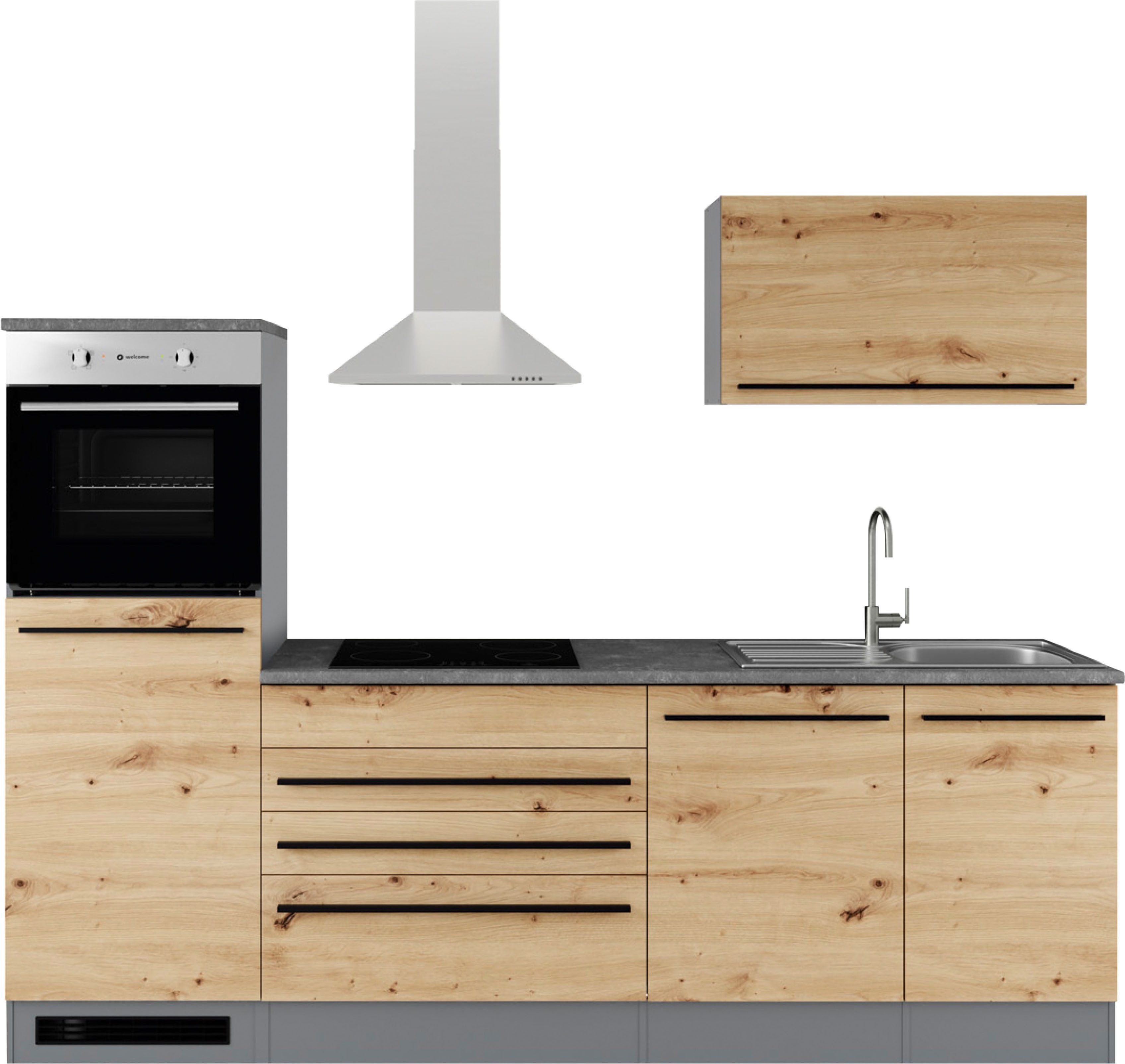 BASIC by Balculina Küchenzeile Jazz, Breite 260 cm, wahlweise mit E-Geräten
