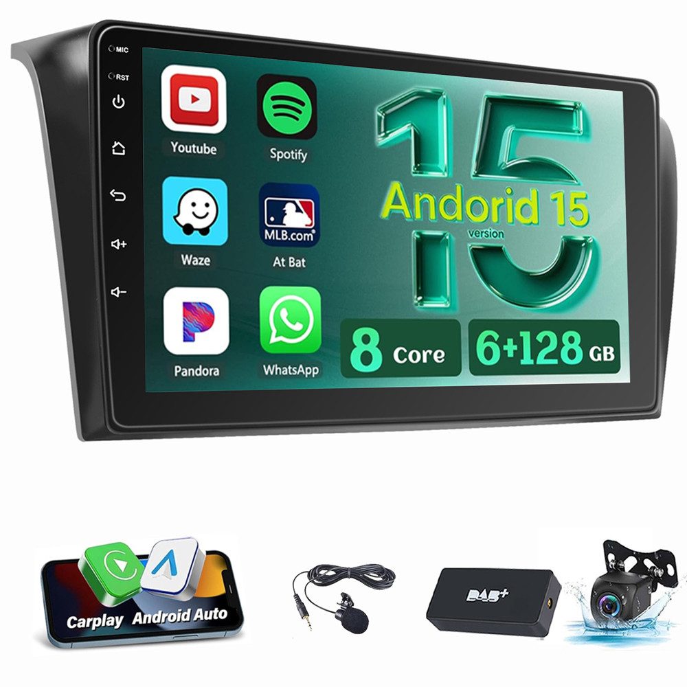 ESSGOO 9" 8-Kern 6+128GB Für Mazda 3 2003-2009 Carplay Autoradio (RDS, Digitalradio (DAB), FM, AM, Apple Carplay Android Auto GPS Navi WIFI BT)