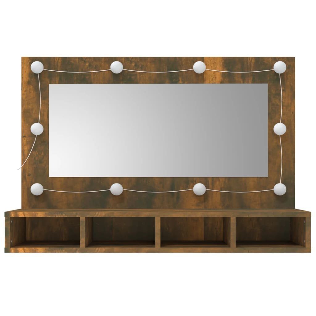 vidaXL Badezimmerspiegelschrank Spiegelschrank 90x31,5x62 mit cm (1-St) LED Räuchereiche