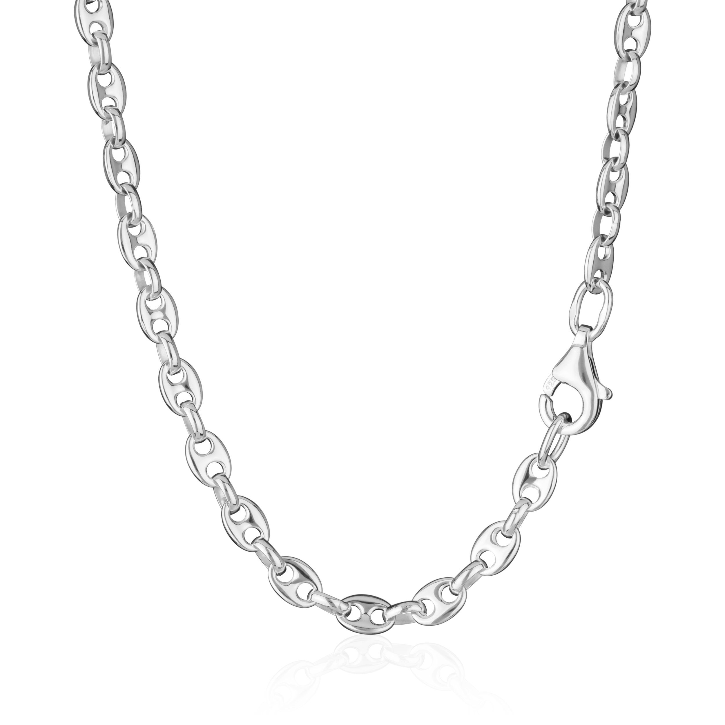 NKlaus Silberkette Halskette 42cm Kaffeebohnenkette 925 Sterling Silb (1 Stück), Made in Germany