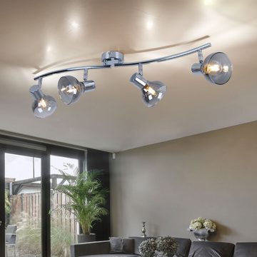 Globo LED Deckenleuchte, Leuchtmittel nicht inklusive, Deckenleuchte Esszimmerlampe Spots beweglich 4 Flammig Metall Glas