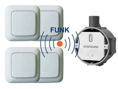 smartwares Licht-Funksteuerung, Smart Home Funk Schalter Set - Funk-Einbauschalter + 4x Funk-Wandschalter Taster