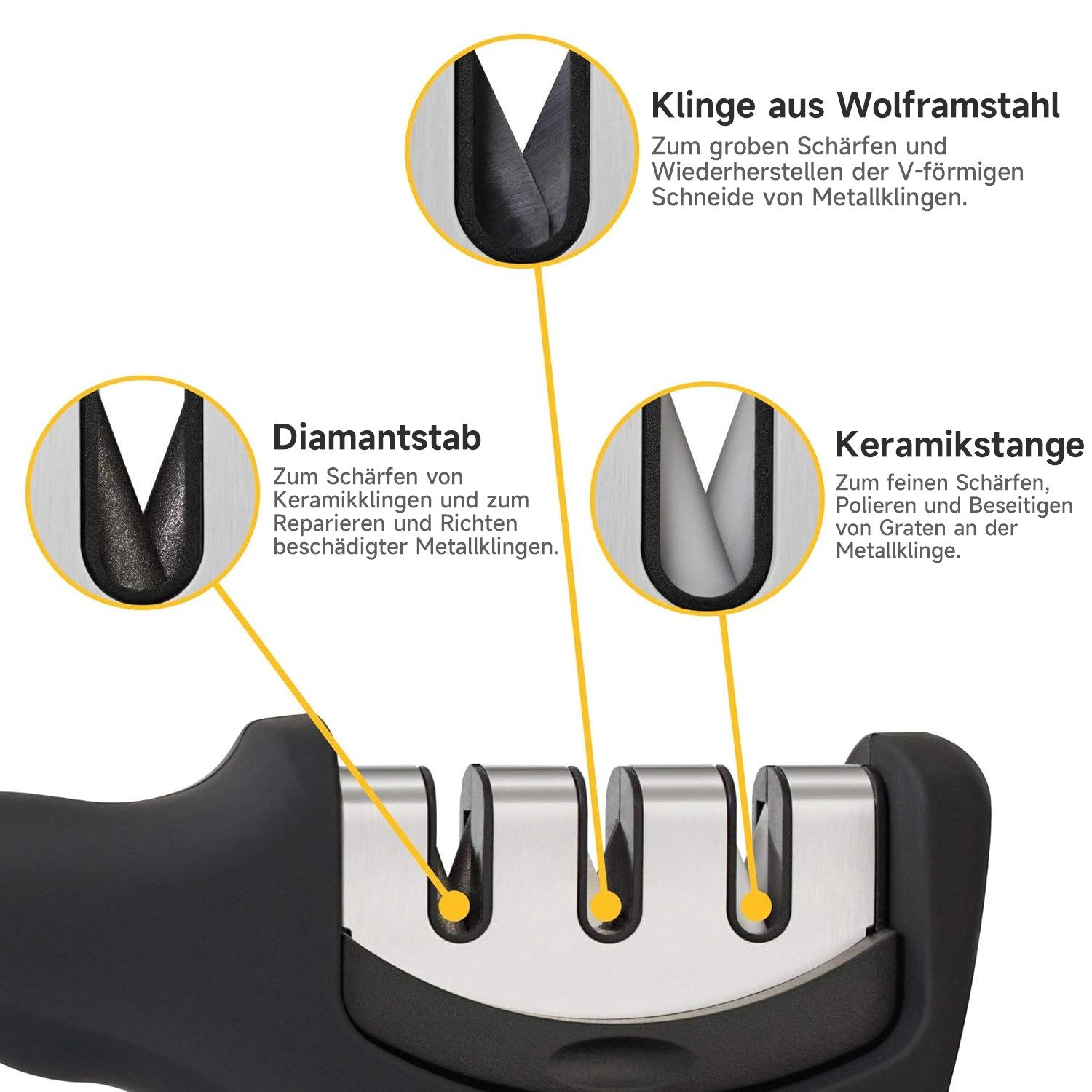 OSTWOLKE Schleifstein Messerschleifer Messerschärfer 3 Stufen Schleifstein Hand Schärfer