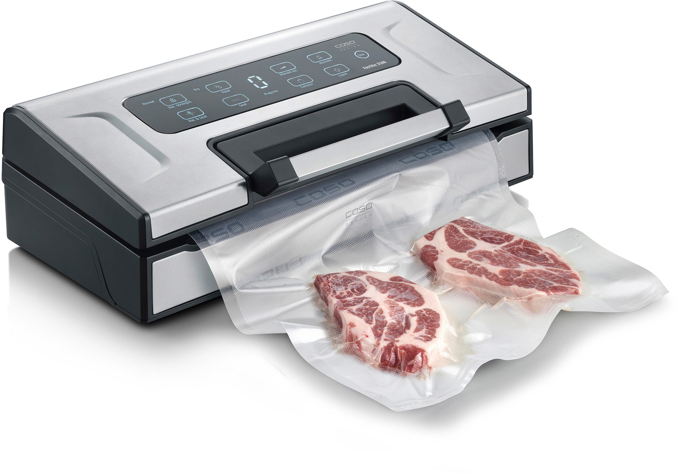 Caso Vakuumierer 1402 FastVac 3500, Rollenbreite 35 cm, 180W, doppelte Schweißnaht für ein besonders sicheres Verschließen – Bild 4 von 5