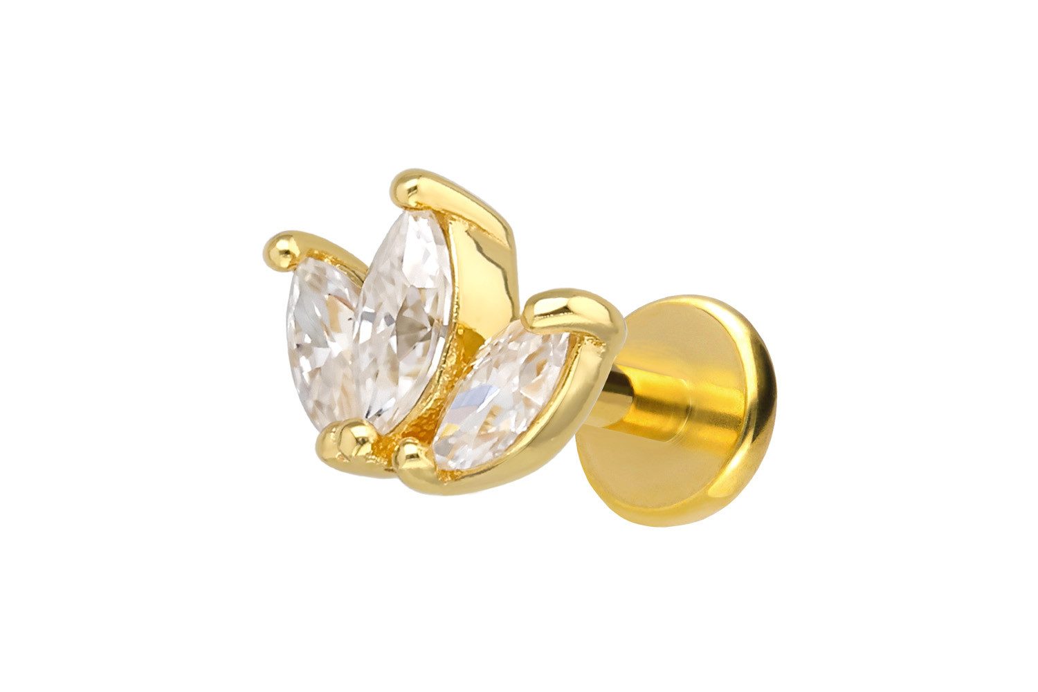 PIERCINGLINE Piercing-Set Titan Labret mit Innengewinde + 925er Silber Aufsatz 3 (Labrets, 1-tlg)