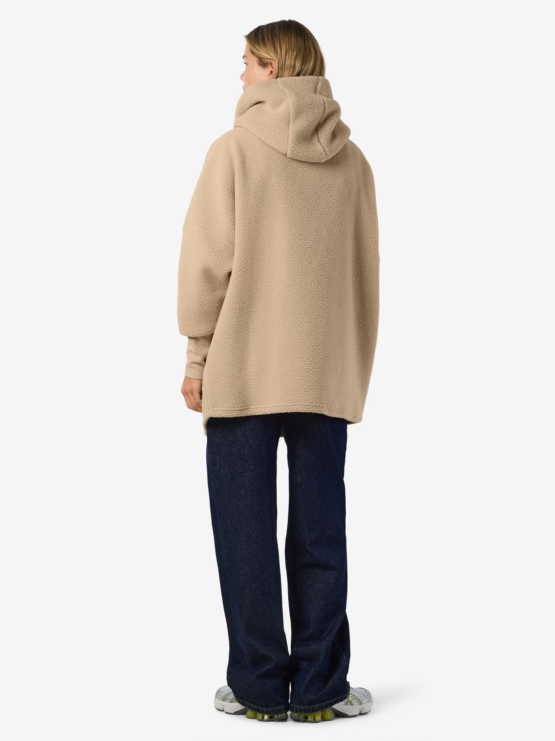 Noisy may Cardigan Teddyfleece Kapuze lockerer Schnitt offene Kanten (1-tlg günstig online kaufen