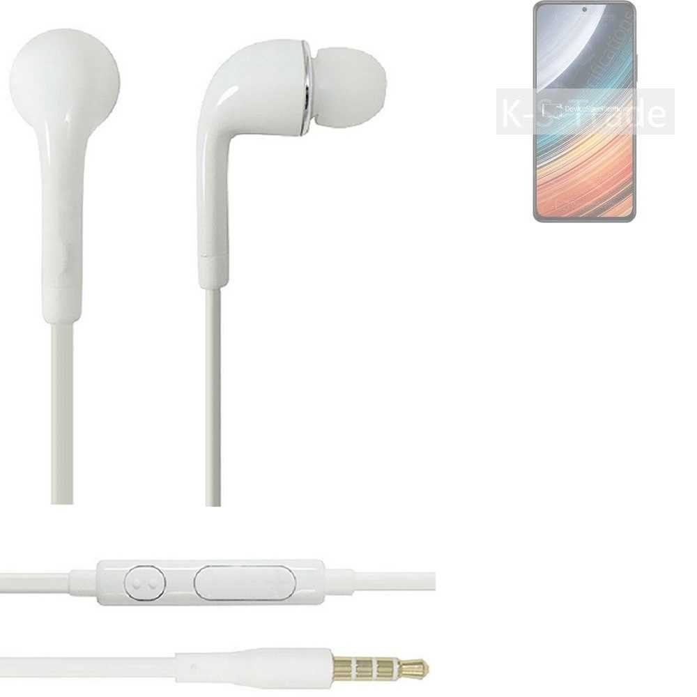 K-S-Trade für Xiaomi Redmi K40S In-Ear-Kopfhörer (Kopfhörer Headset mit Mikrofon u Lautstärkeregler weiß 3,5mm)