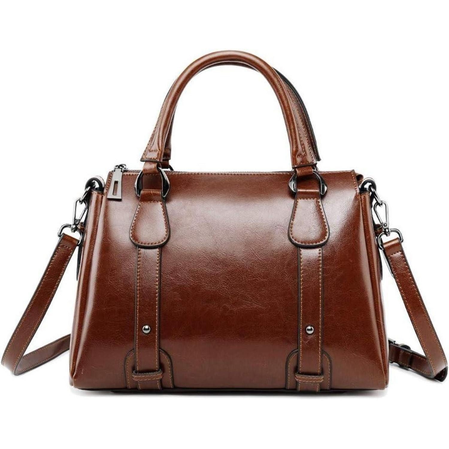 Handtasche Damen Leder Handtasche Henkeltasche Umhängetasche Schultertasche braun