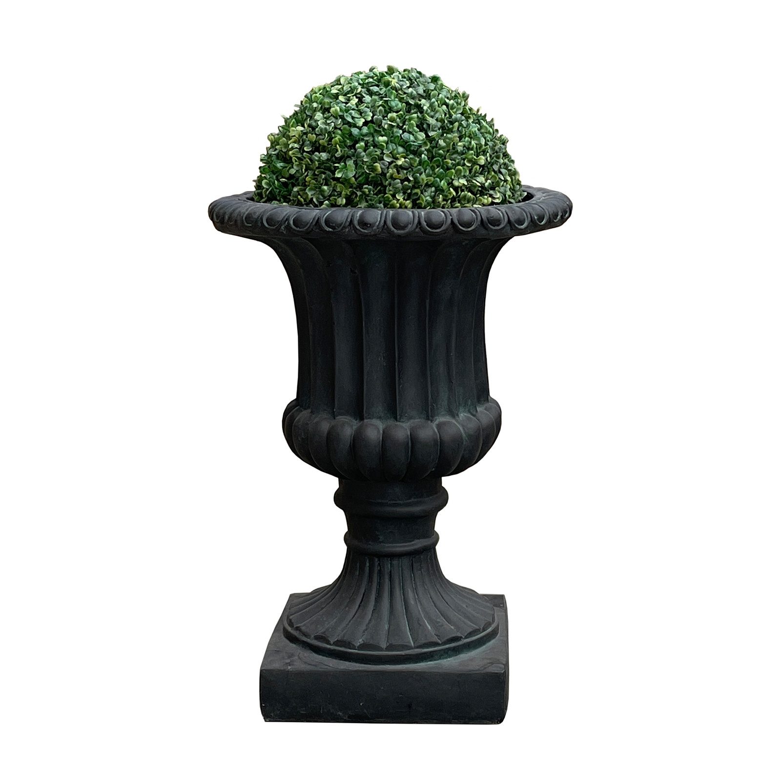 HTI-Living Pflanzkübel Pflanzkübel mit Buchsbaumkugel Athene Dunkelgrau (Stück, 1 St., 1 Pflanzkübel Athene inkl. Buchsbaumkugel), Pflanzschale Gartendekoration